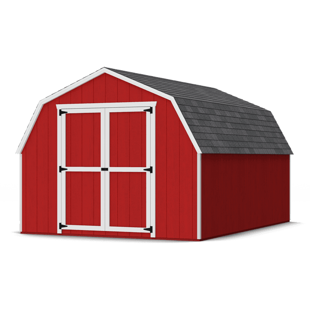 Rendering of value gambrel barn 4 sidewalls with shingles and paint.
