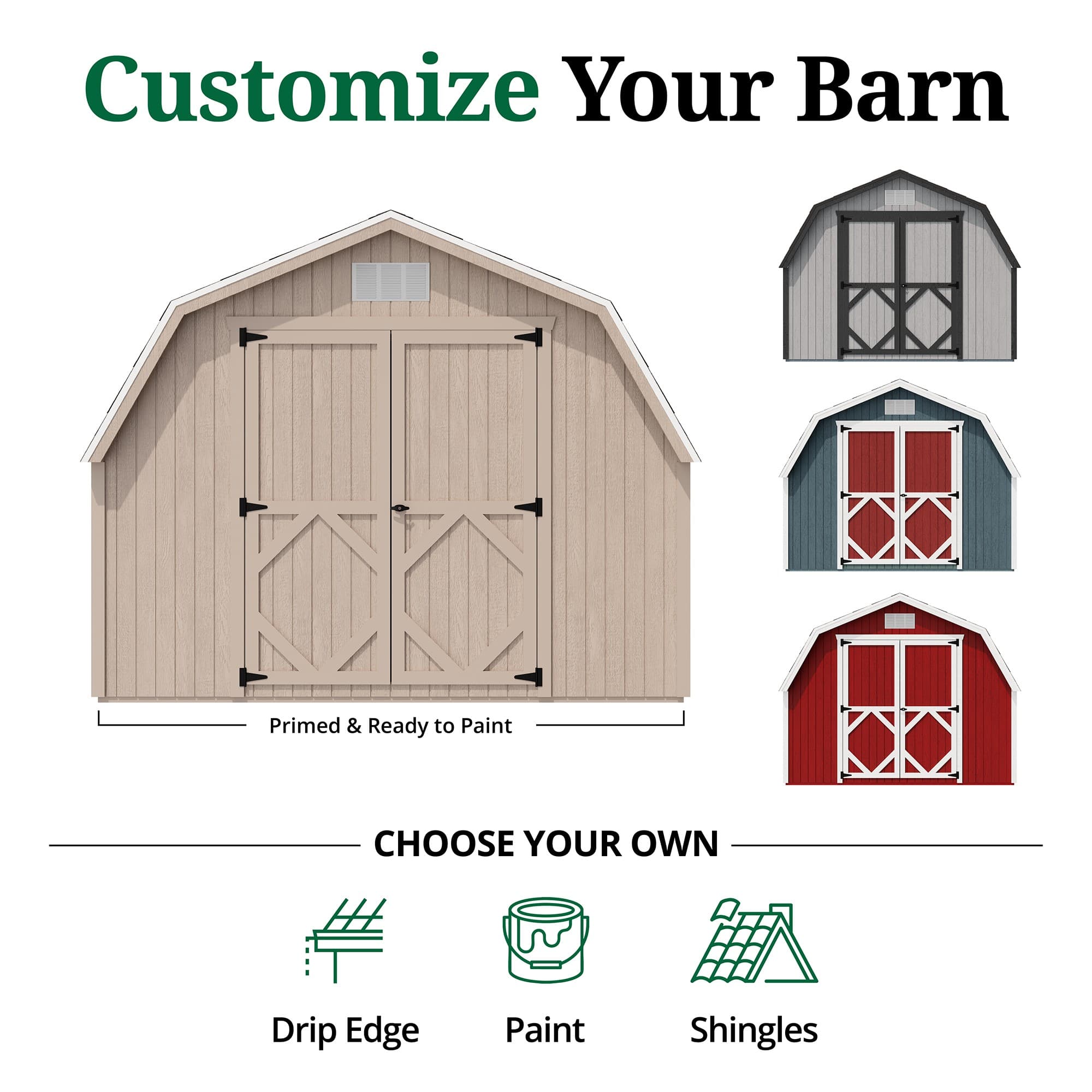 Classic Gambrel Barn 4' Sidewalls customize graphic
