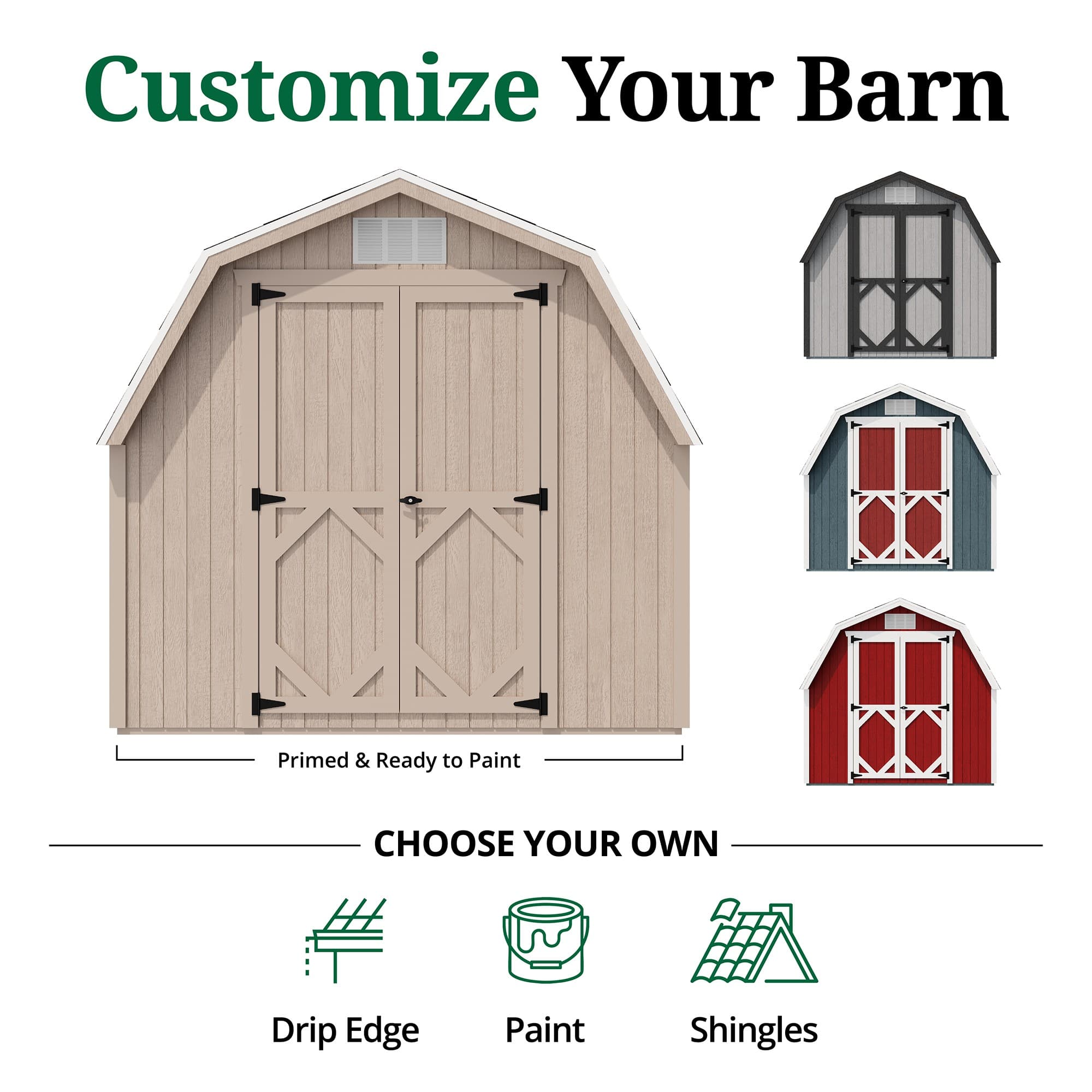 Classic Gambrel Barn 4' Sidewalls customize graphic