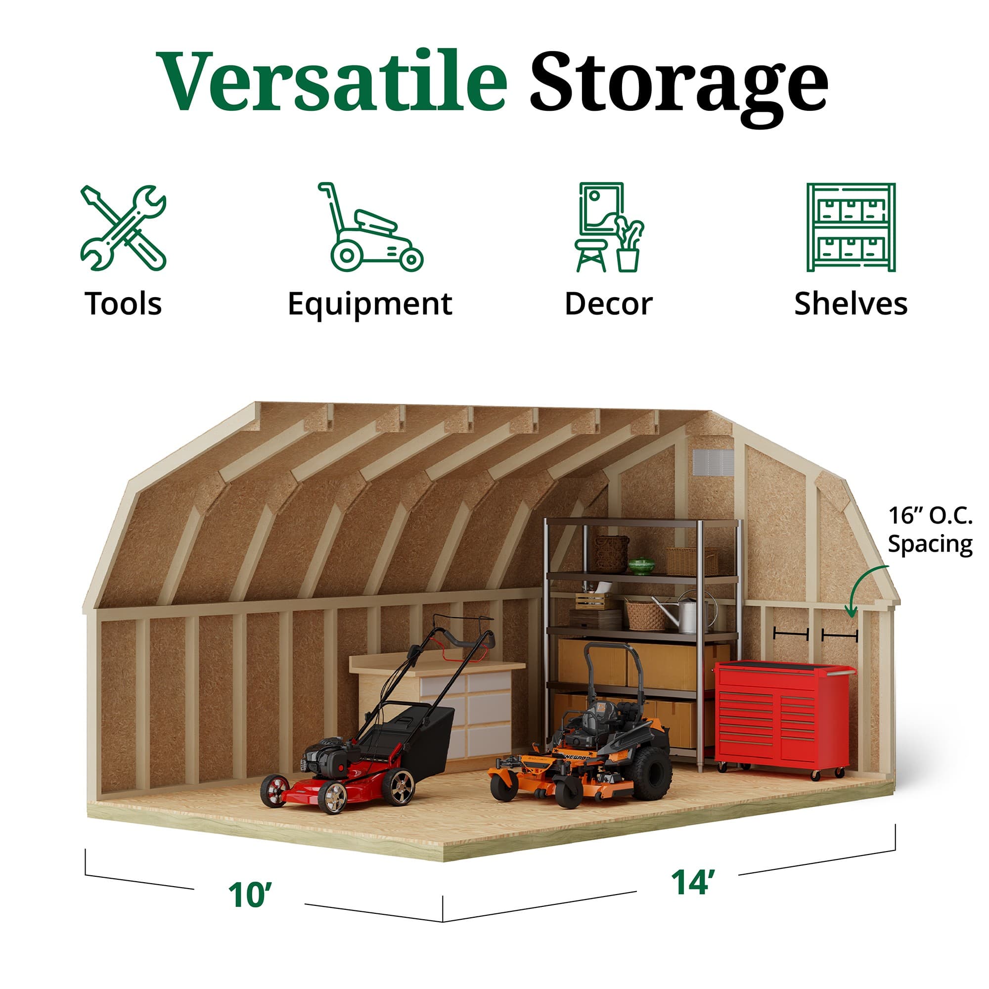 Classic Gambrel Barn 4' Sidewalls interior graphic