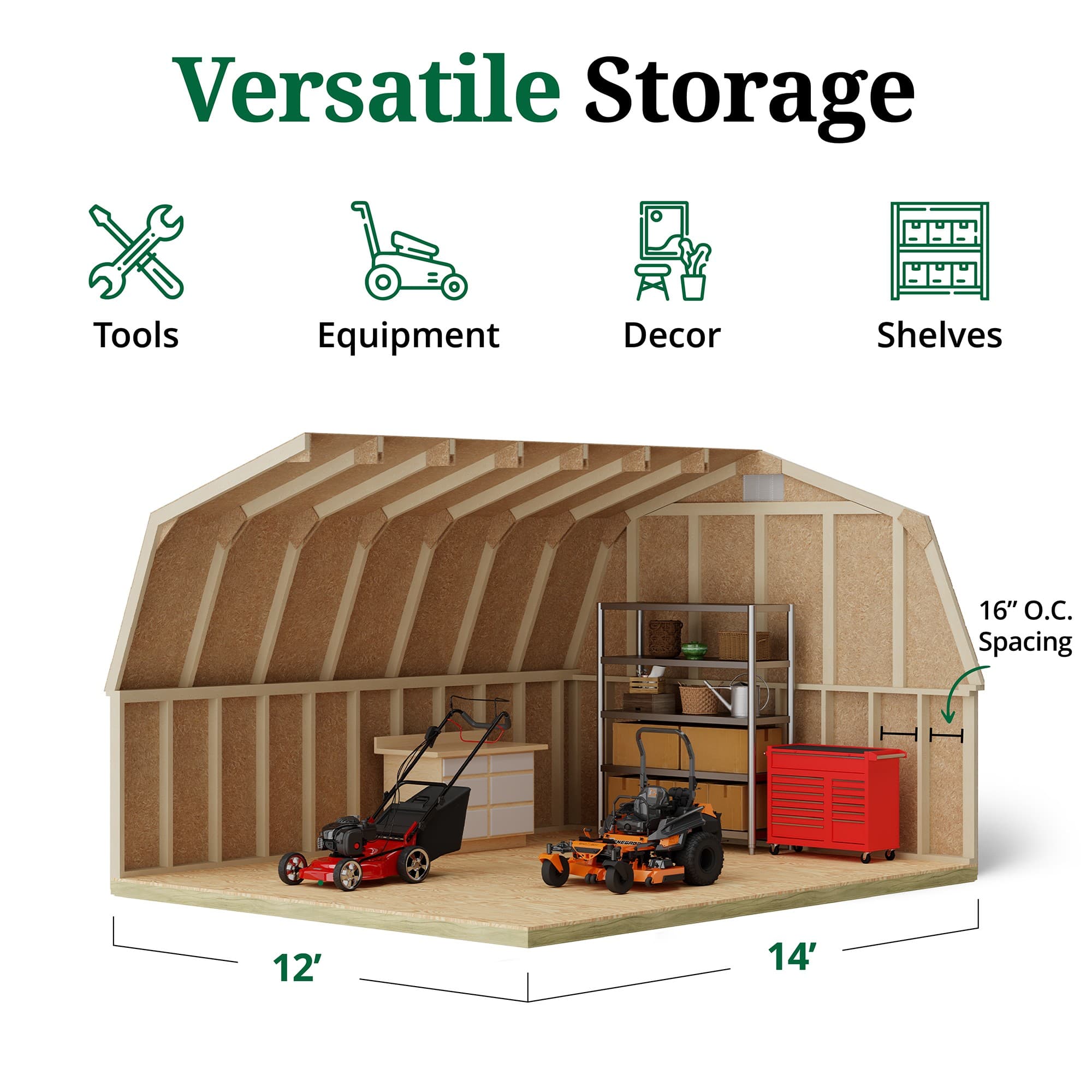 Classic Gambrel Barn 4' Sidewalls interior graphic