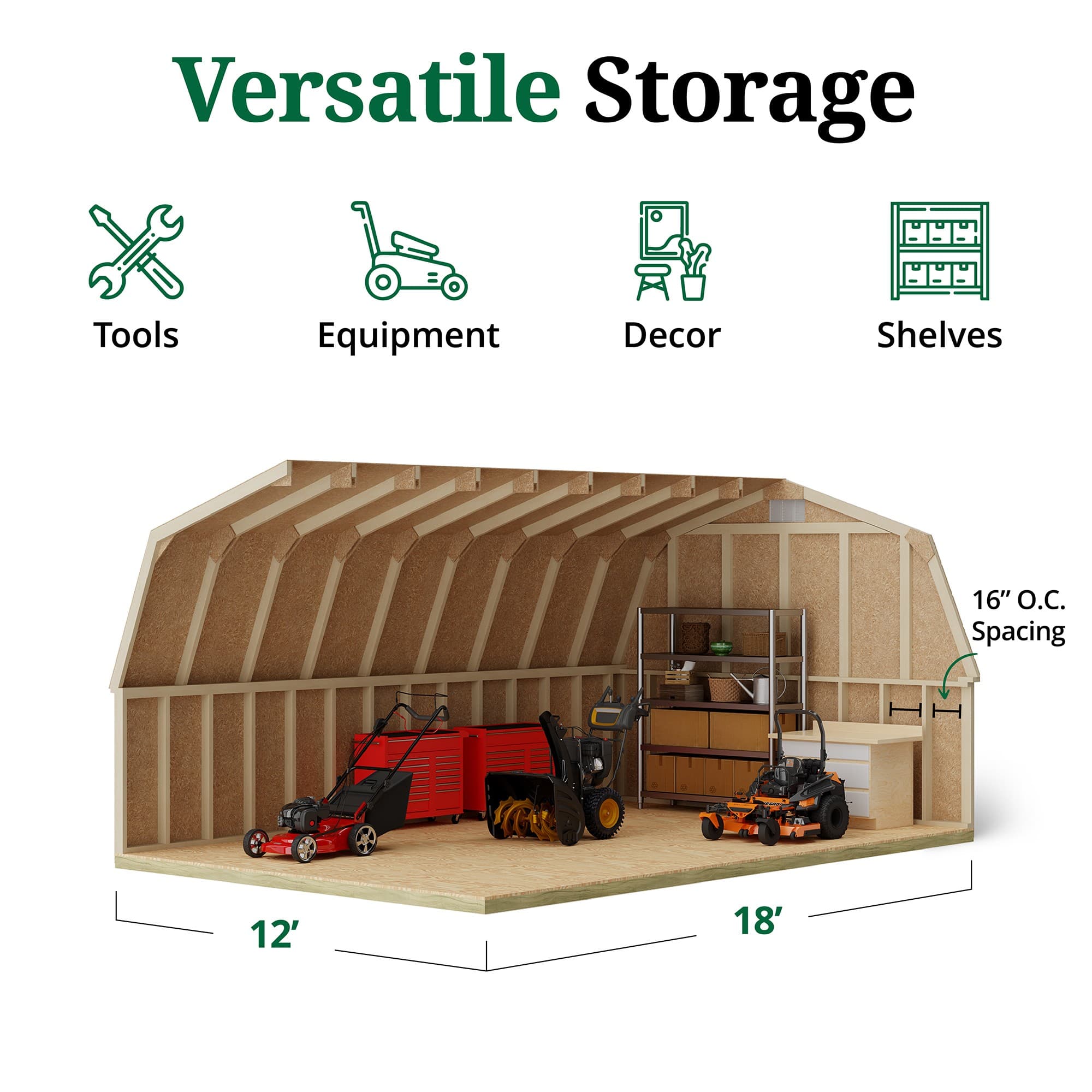 Classic Gambrel Barn 4' Sidewalls interior graphic