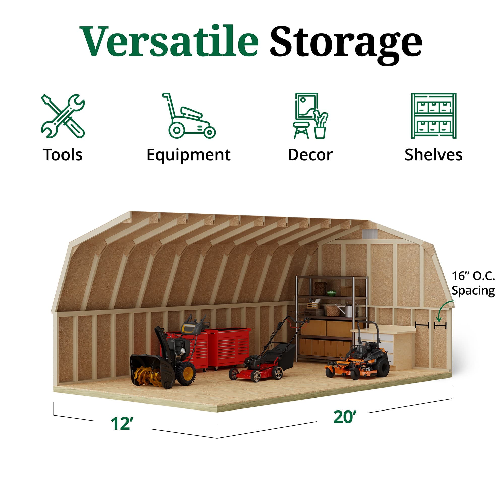 Classic Gambrel Barn 4' Sidewalls interior graphic