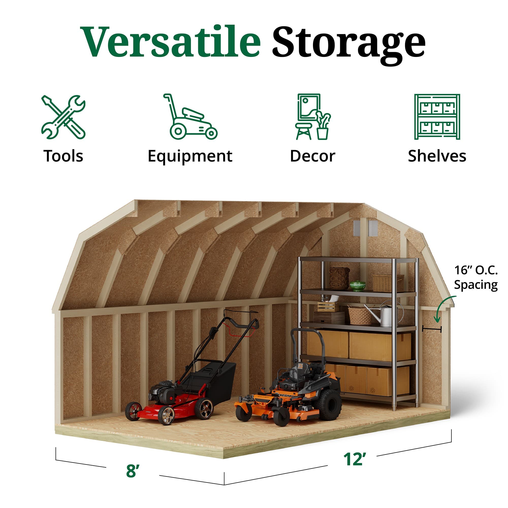 Classic Gambrel Barn 4' Sidewalls interior graphic