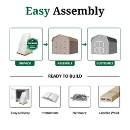 Classic Gambrel Barn 6' Sidewalls easy assembly graphic