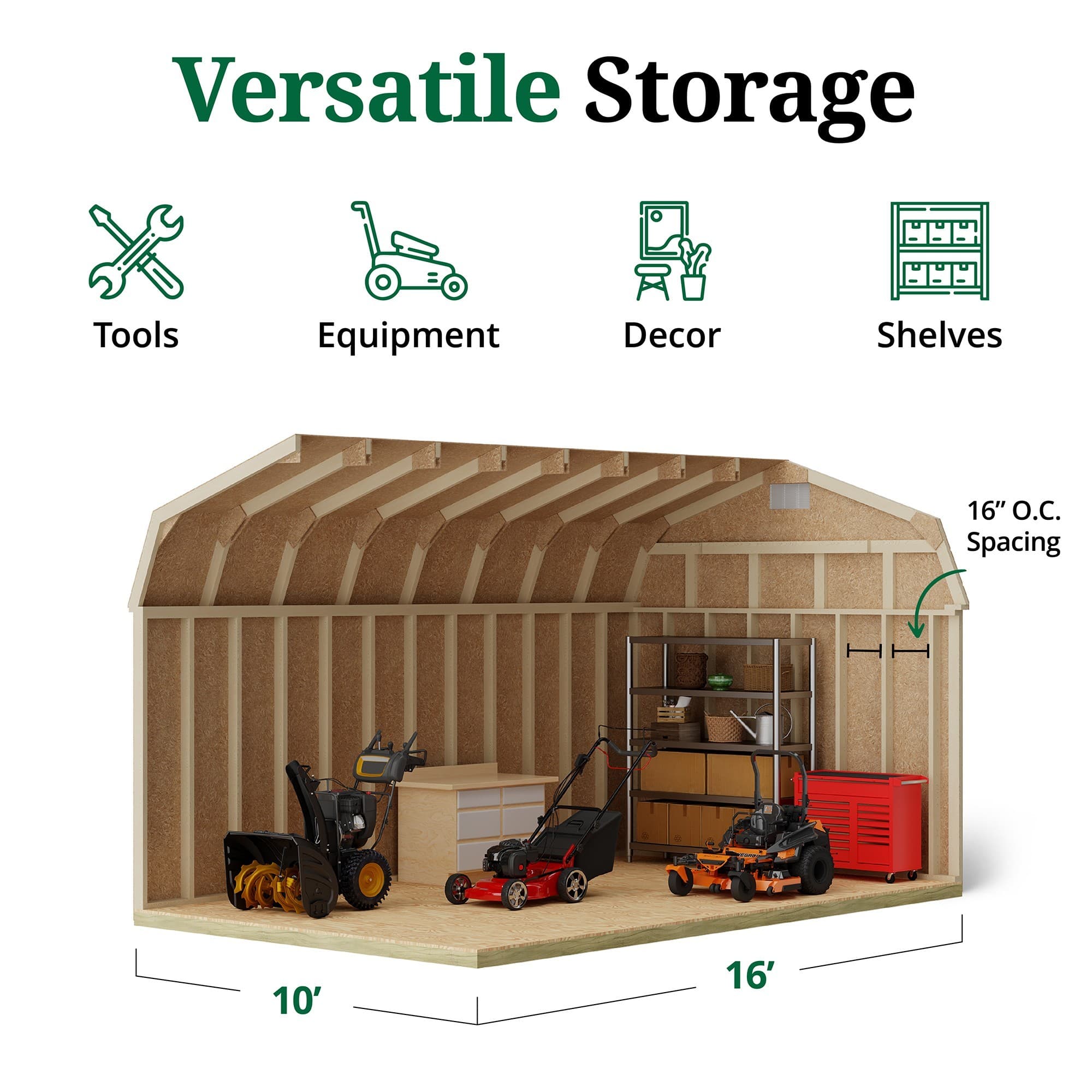 Classic Gambrel Barn 6' Sidewalls interior graphic