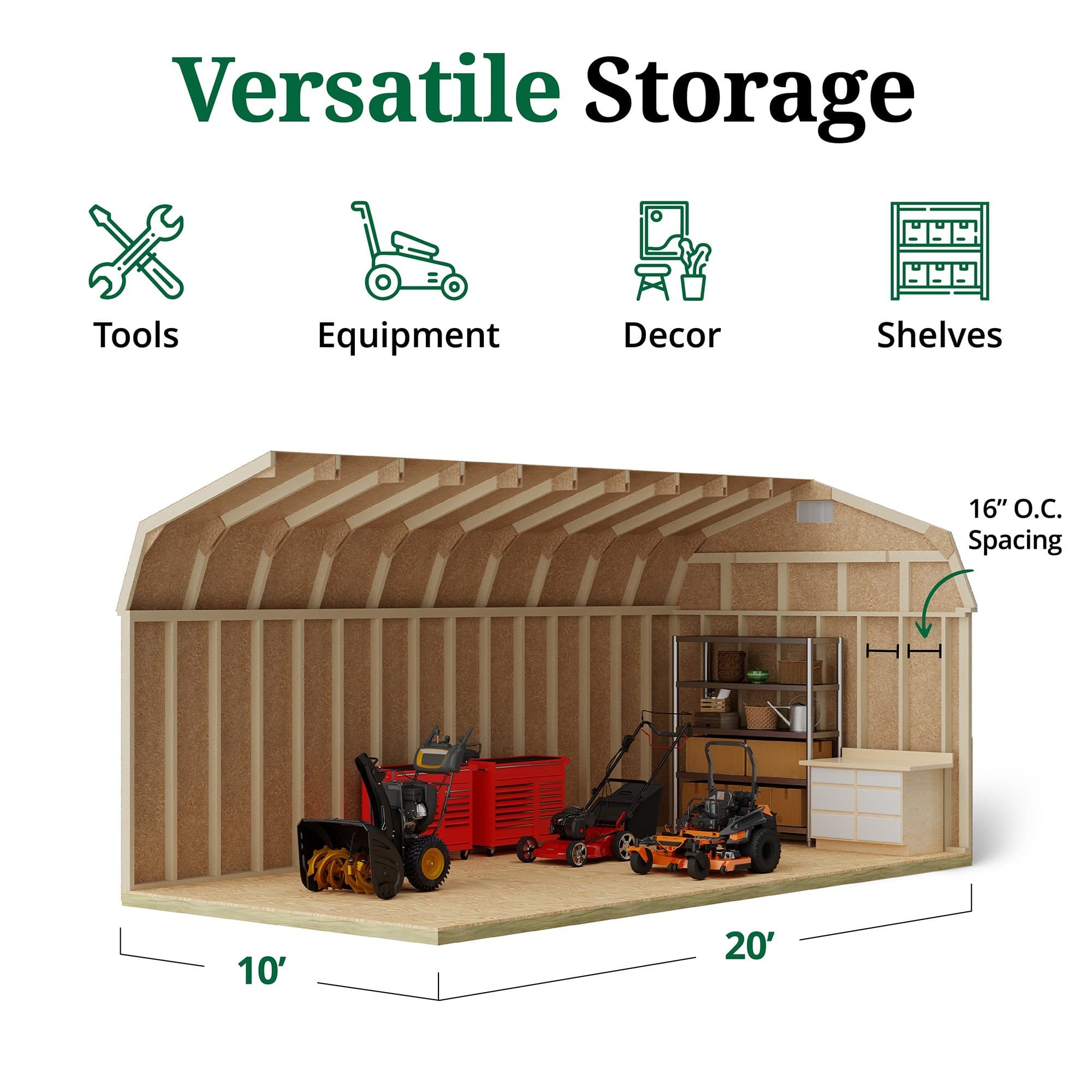 Classic Gambrel Barn 6' Sidewalls interior graphic