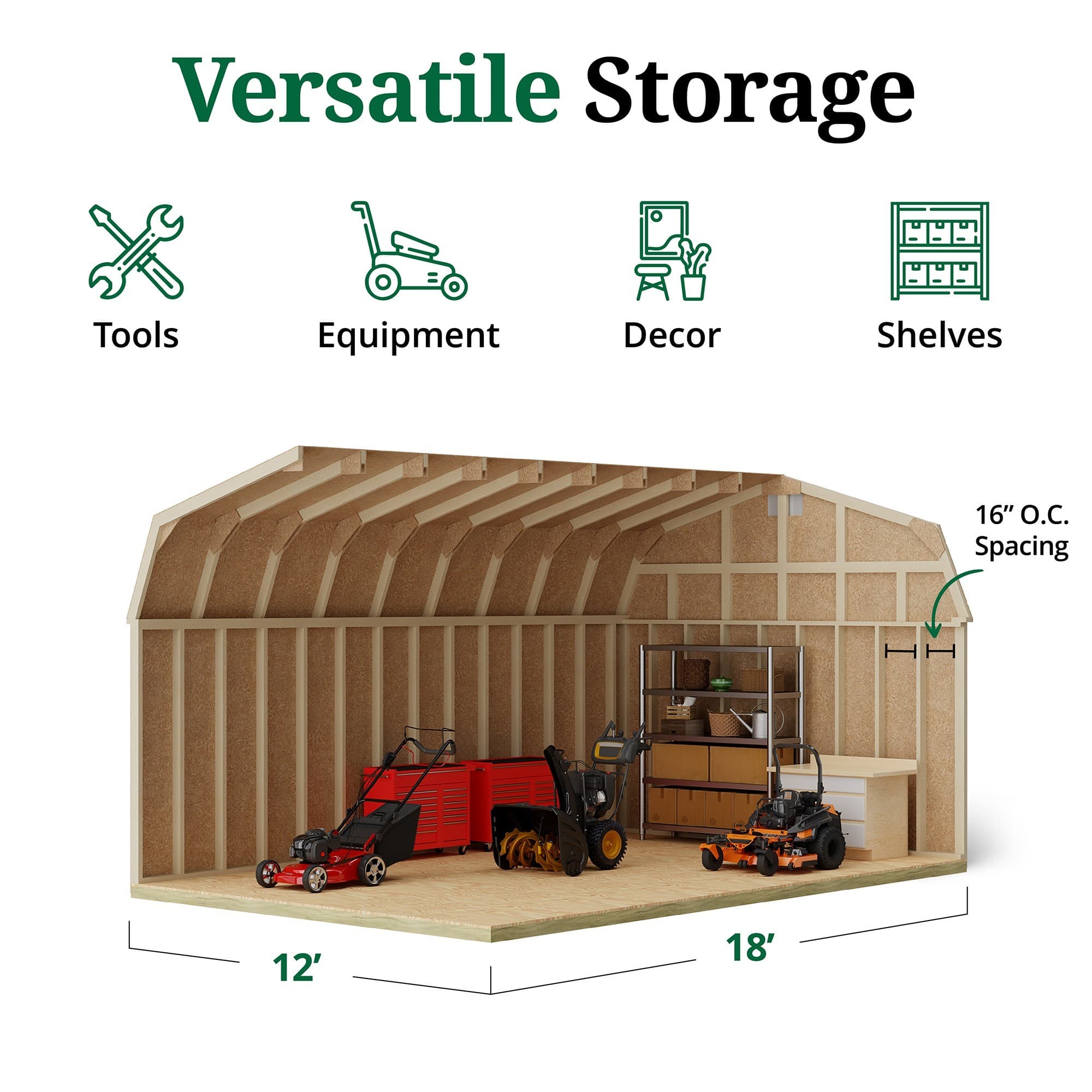 Classic Gambrel Barn 6' Sidewalls interior graphic