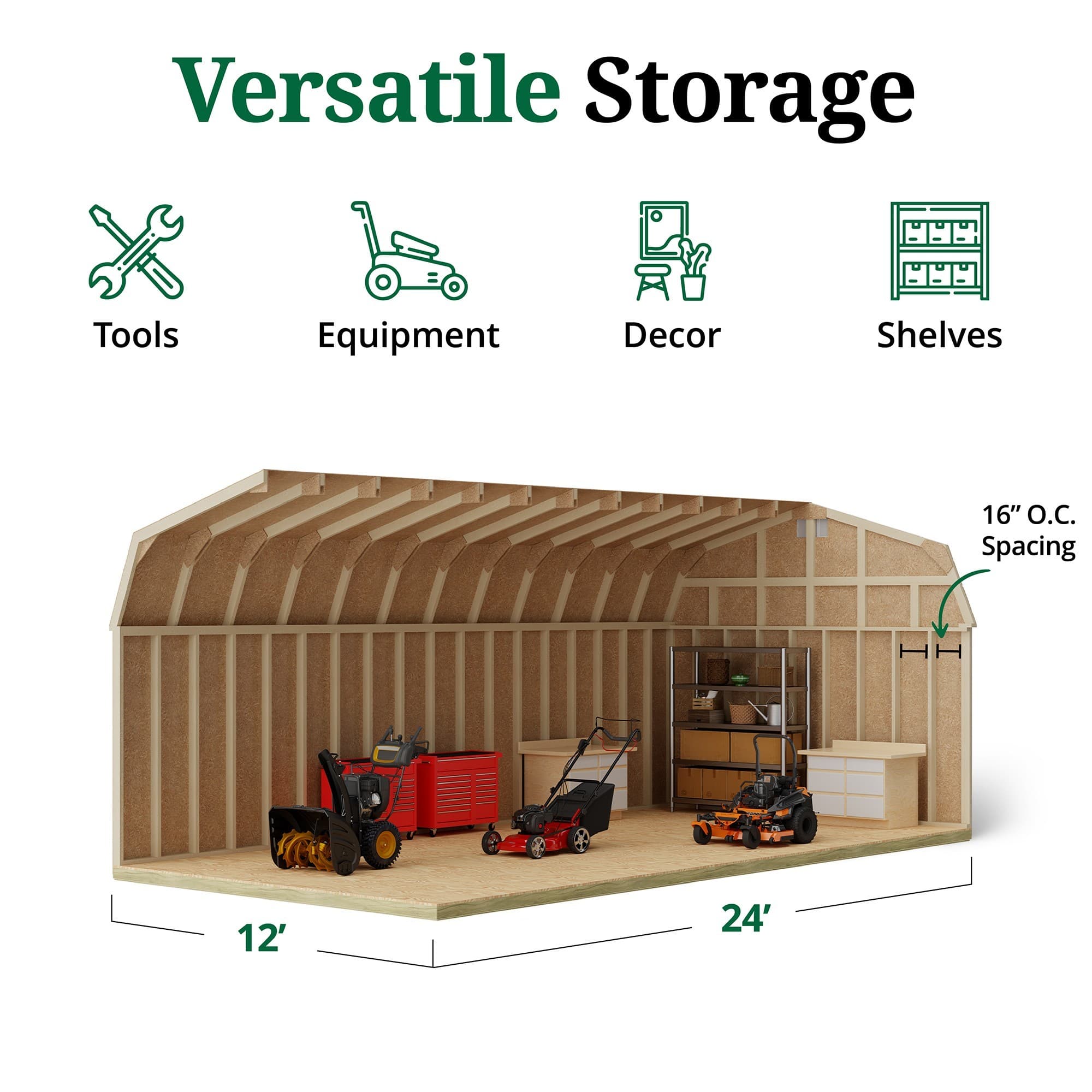 Classic Gambrel Barn 6' Sidewalls interior graphic