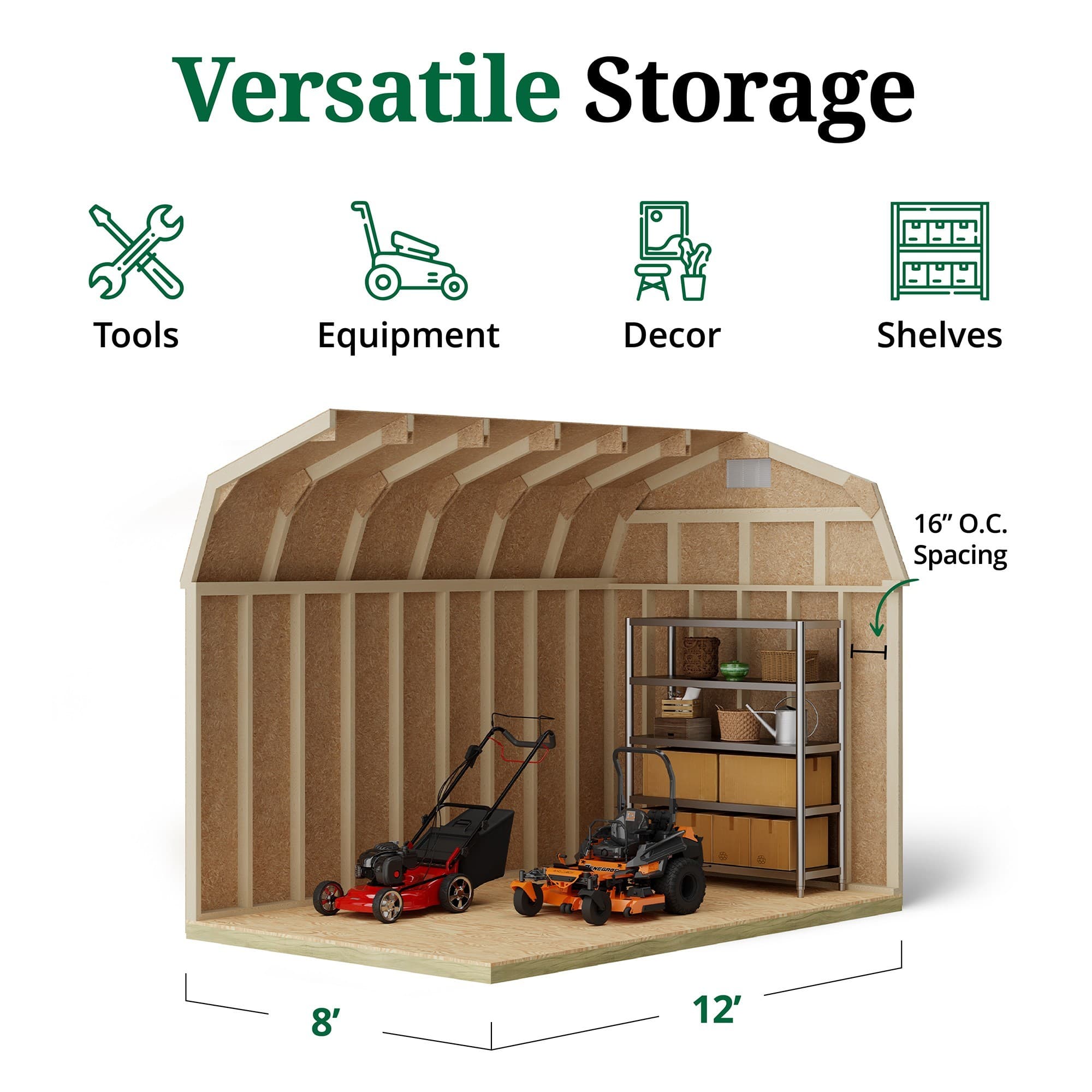 Classic Gambrel 6' Barn Shed interior graphic