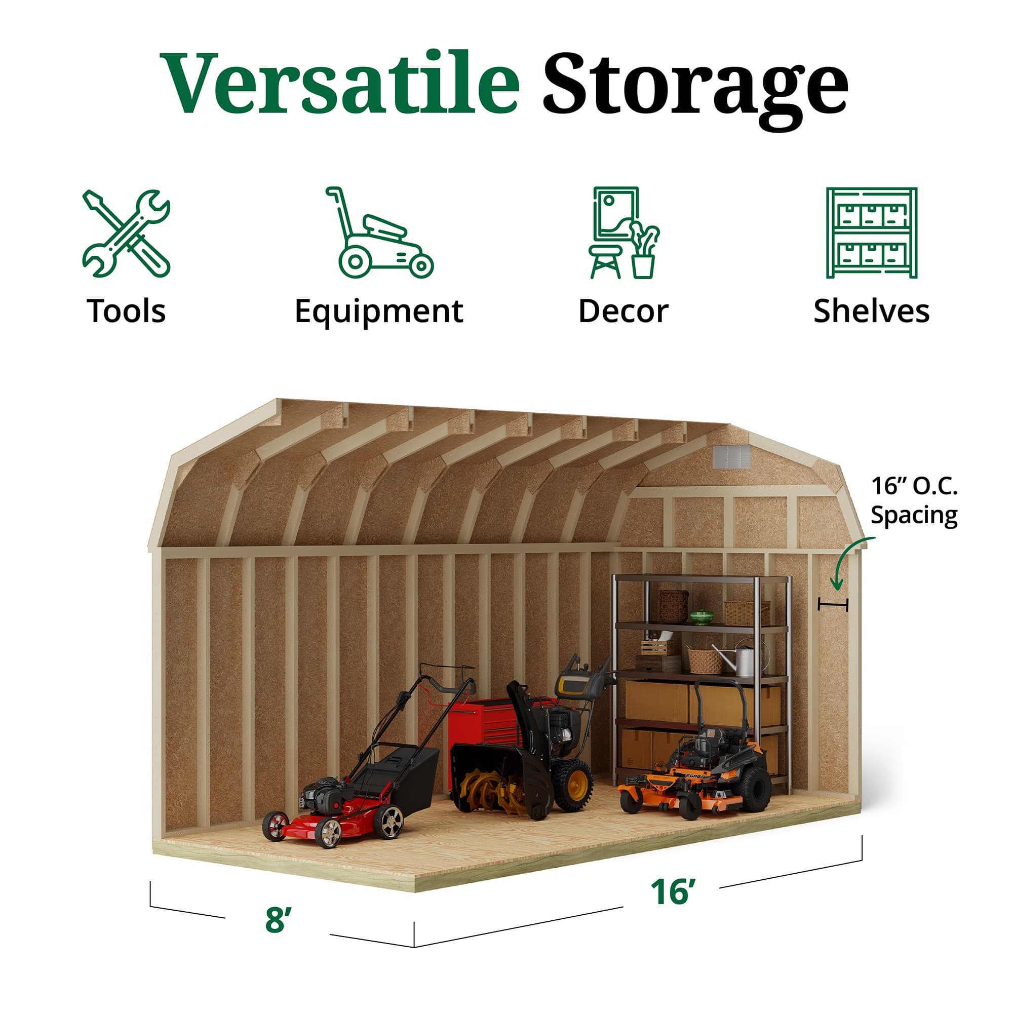 Classic Gambrel Barn 6' Sidewalls interior graphic