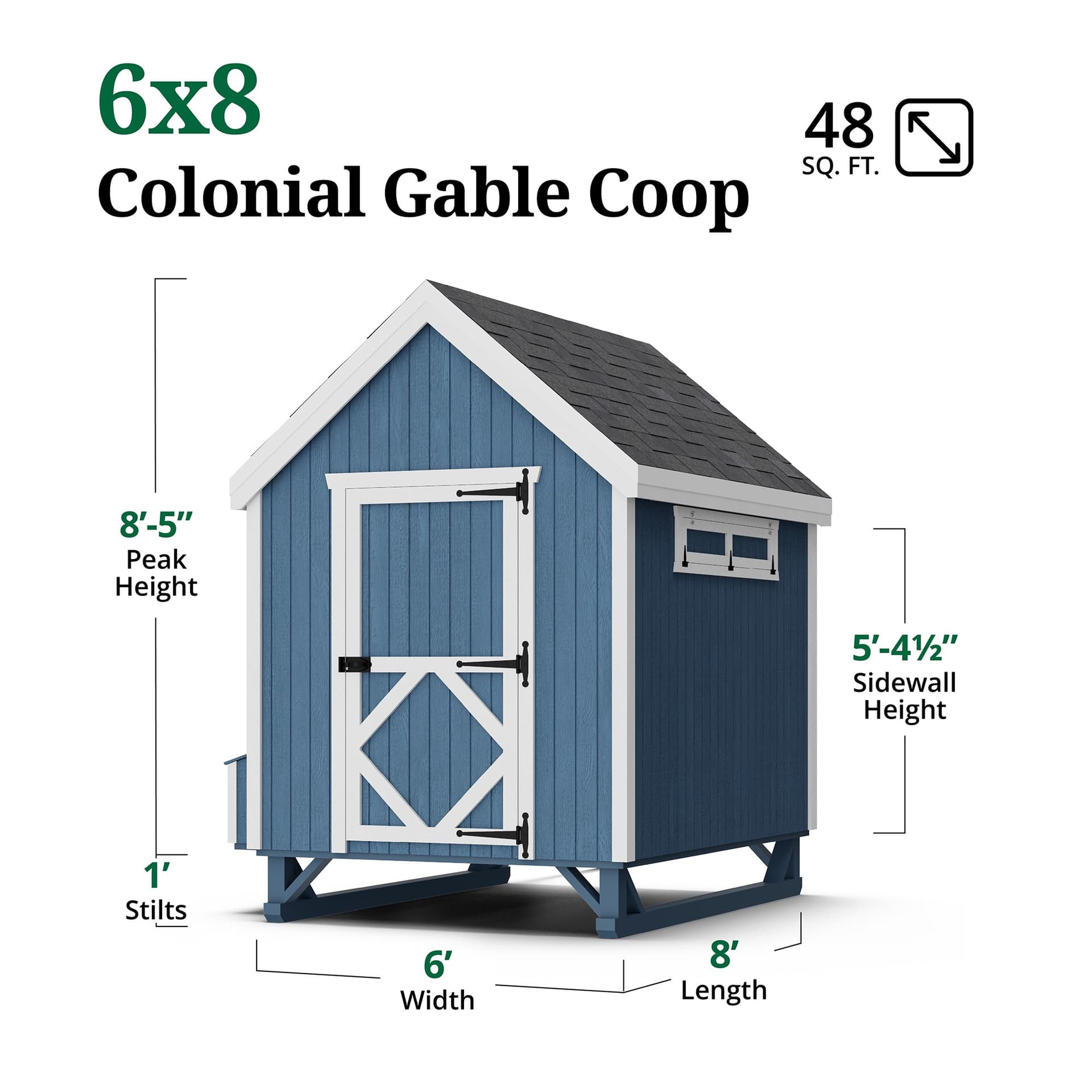 Colonial Gable Coop dimensions
