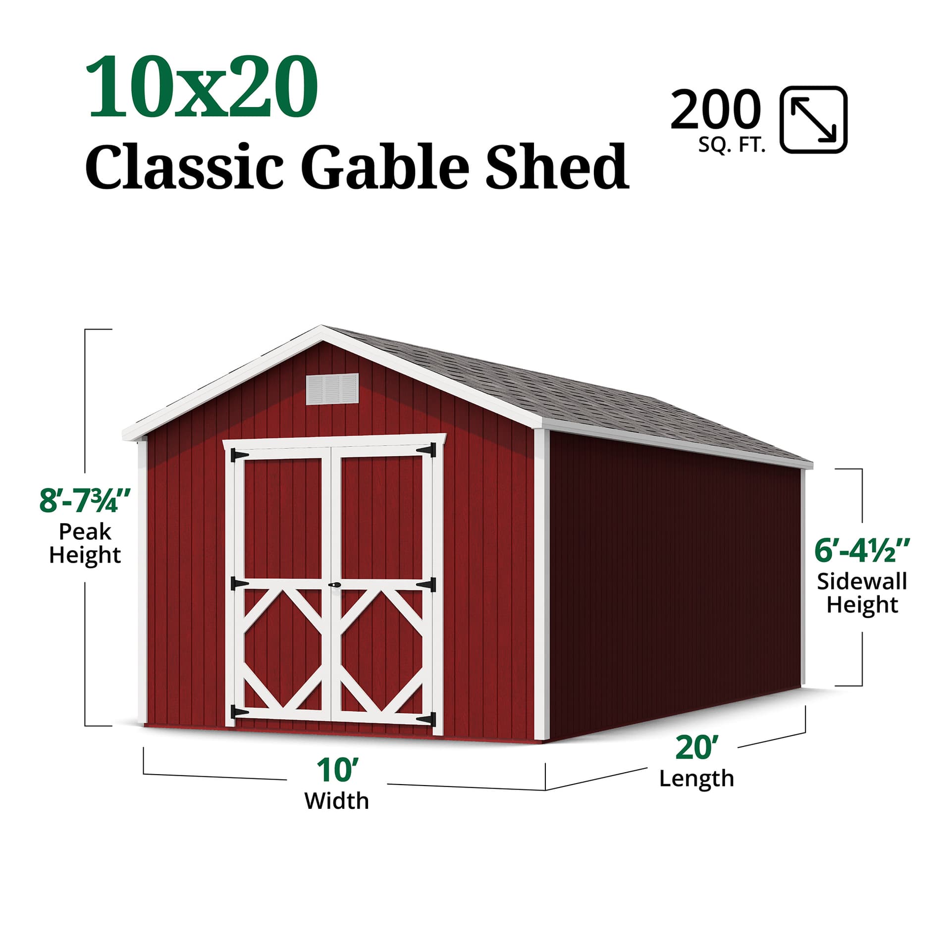 Classic Gable Shed dimensions