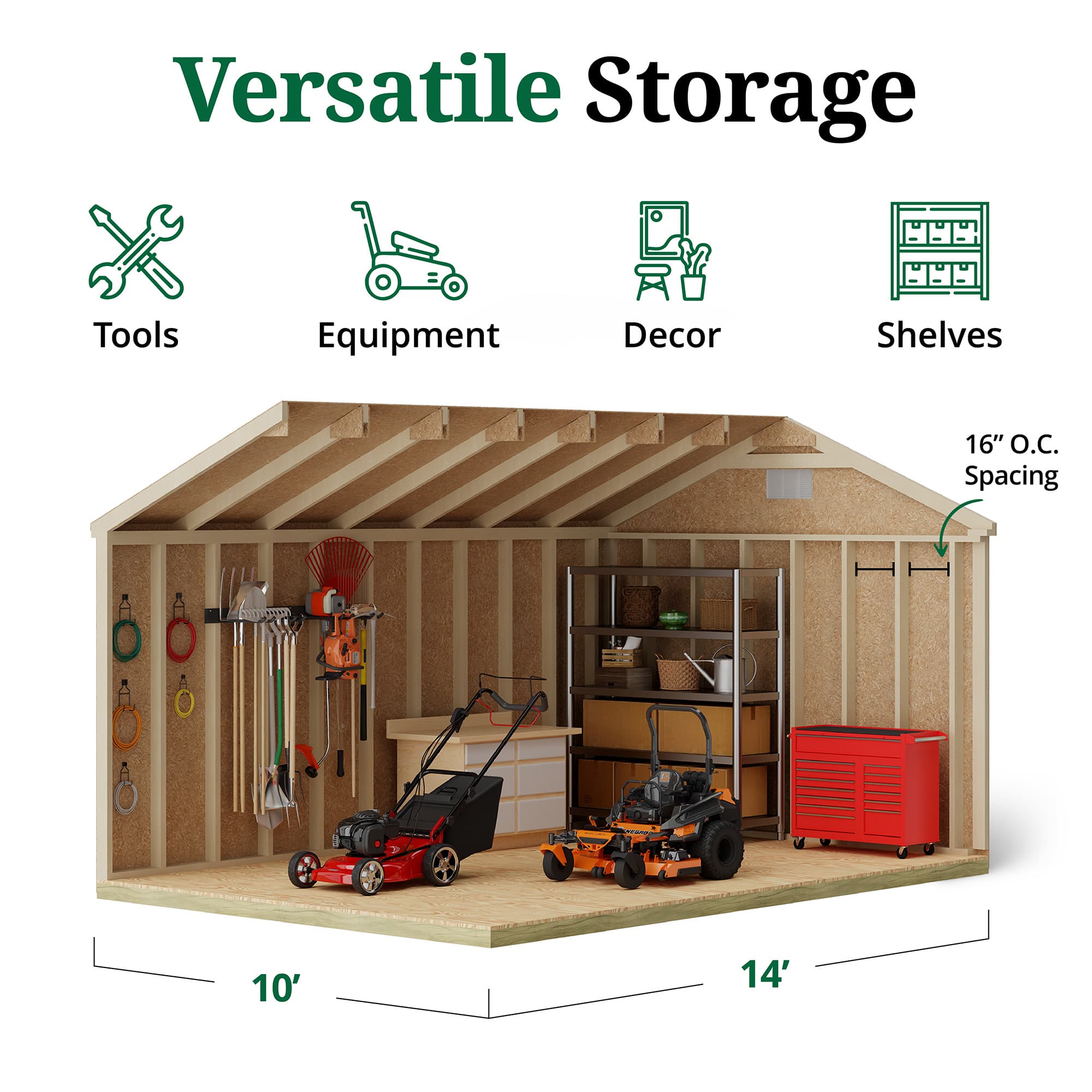 Classic Gable Shed interior graphic