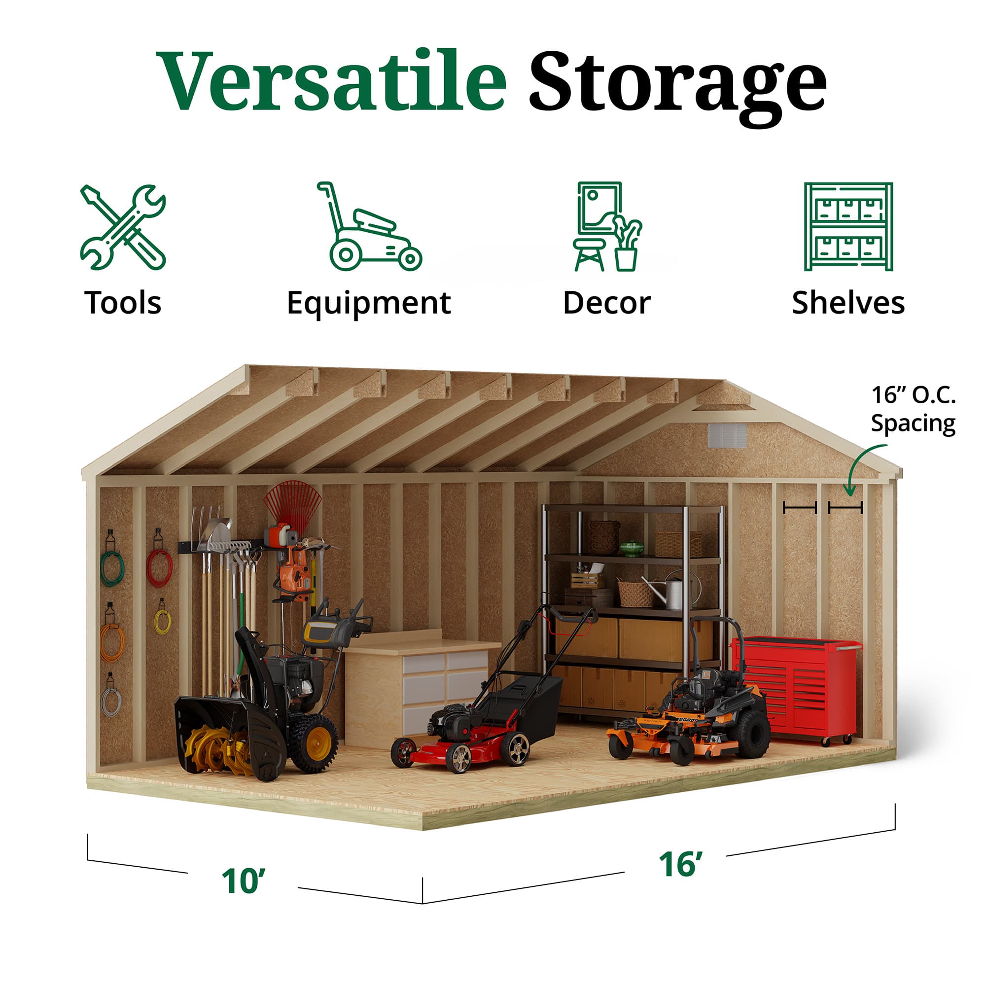 Classic Gable Shed interior graphic