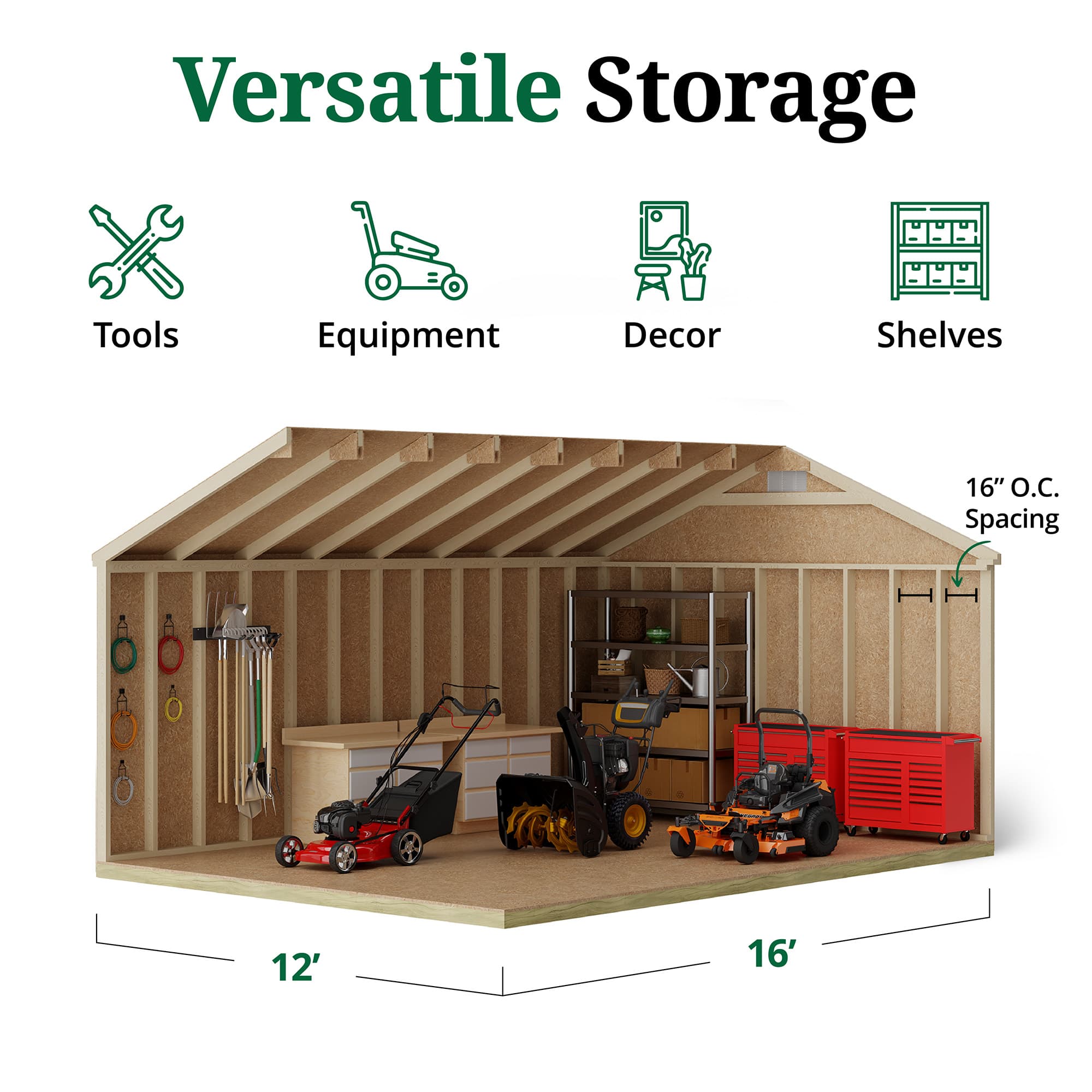 Classic Gable Shed interior graphic