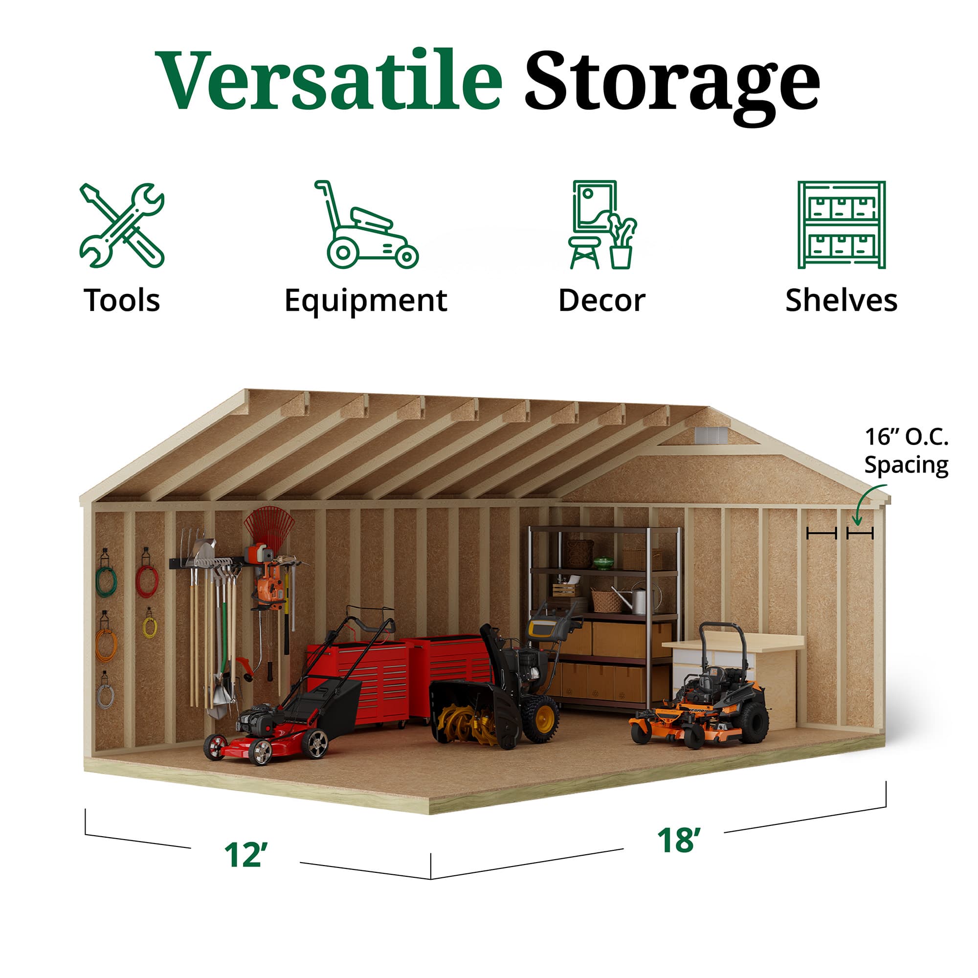 Classic Gable Shed interior graphic