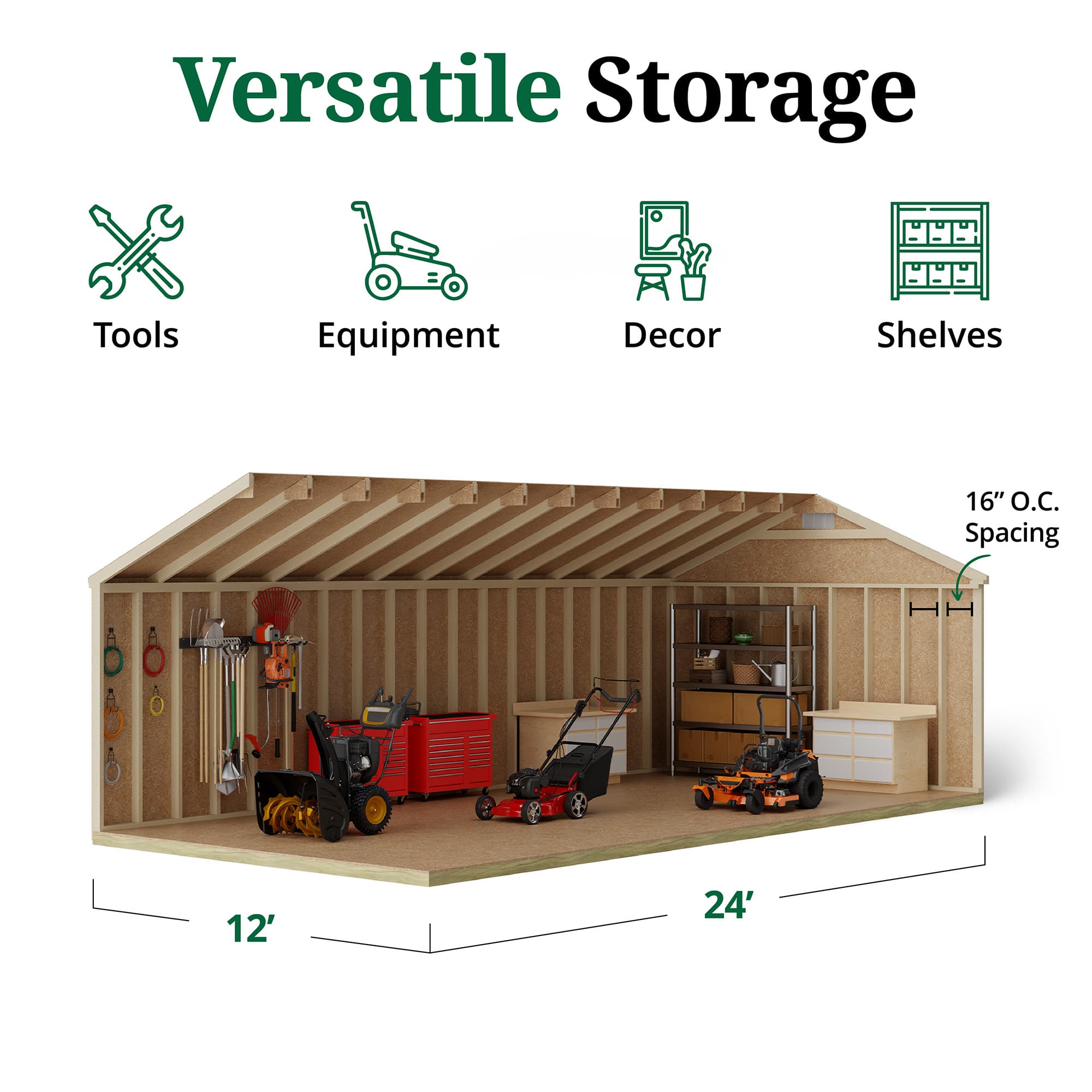 Classic Gable Shed interior graphic