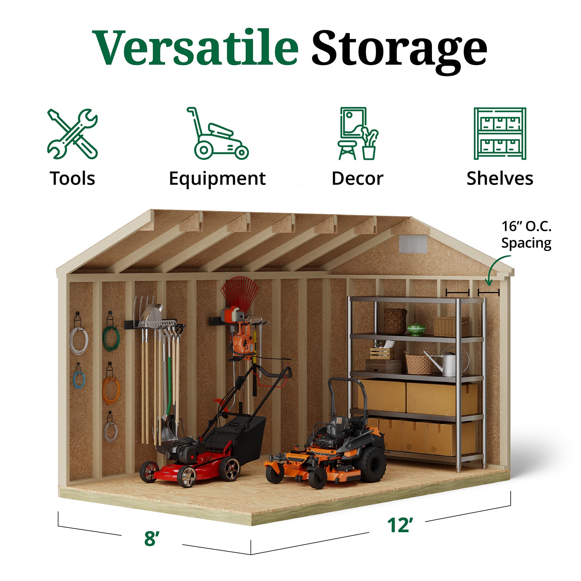 Classic Gable Shed interior graphic