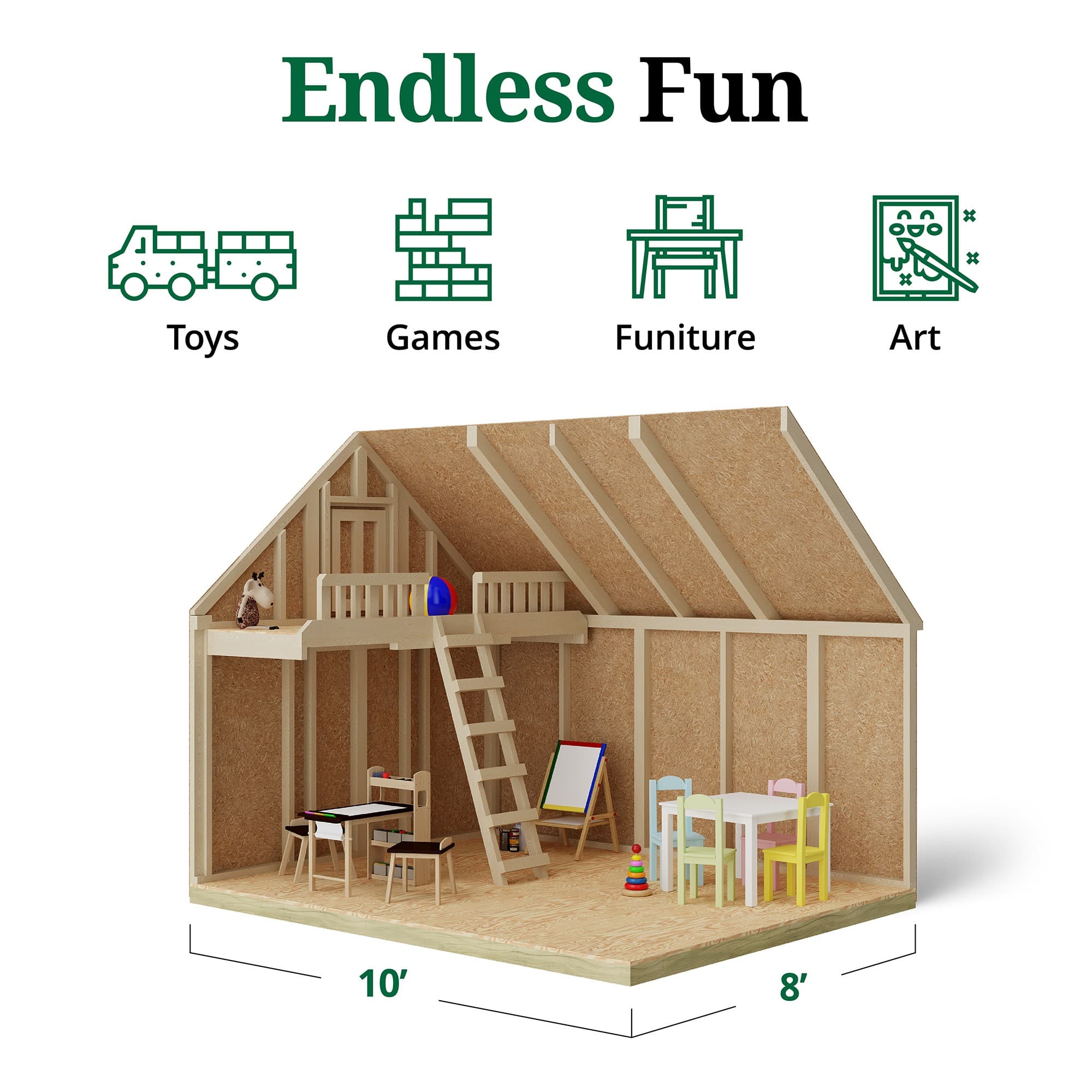 Craftsman Playhouse interior graphic