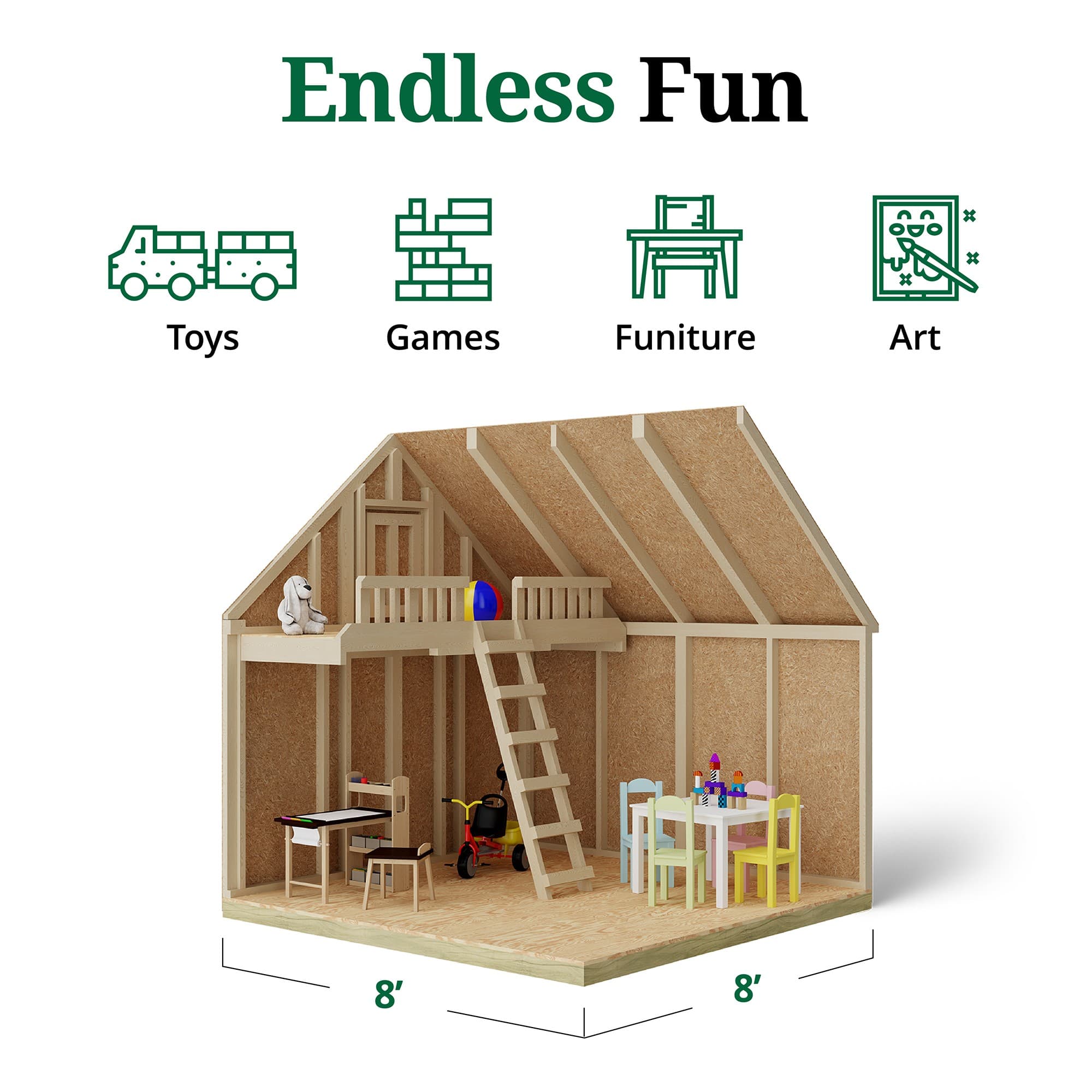 Craftsman Playhouse interior graphic