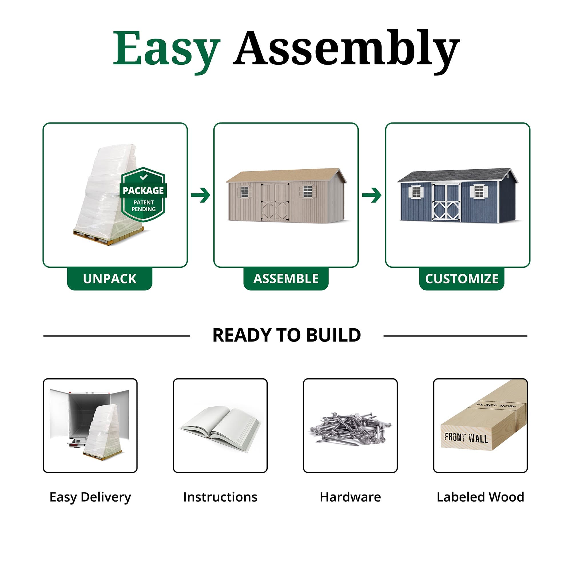 Classic Workshop Shed easy assembly graphic