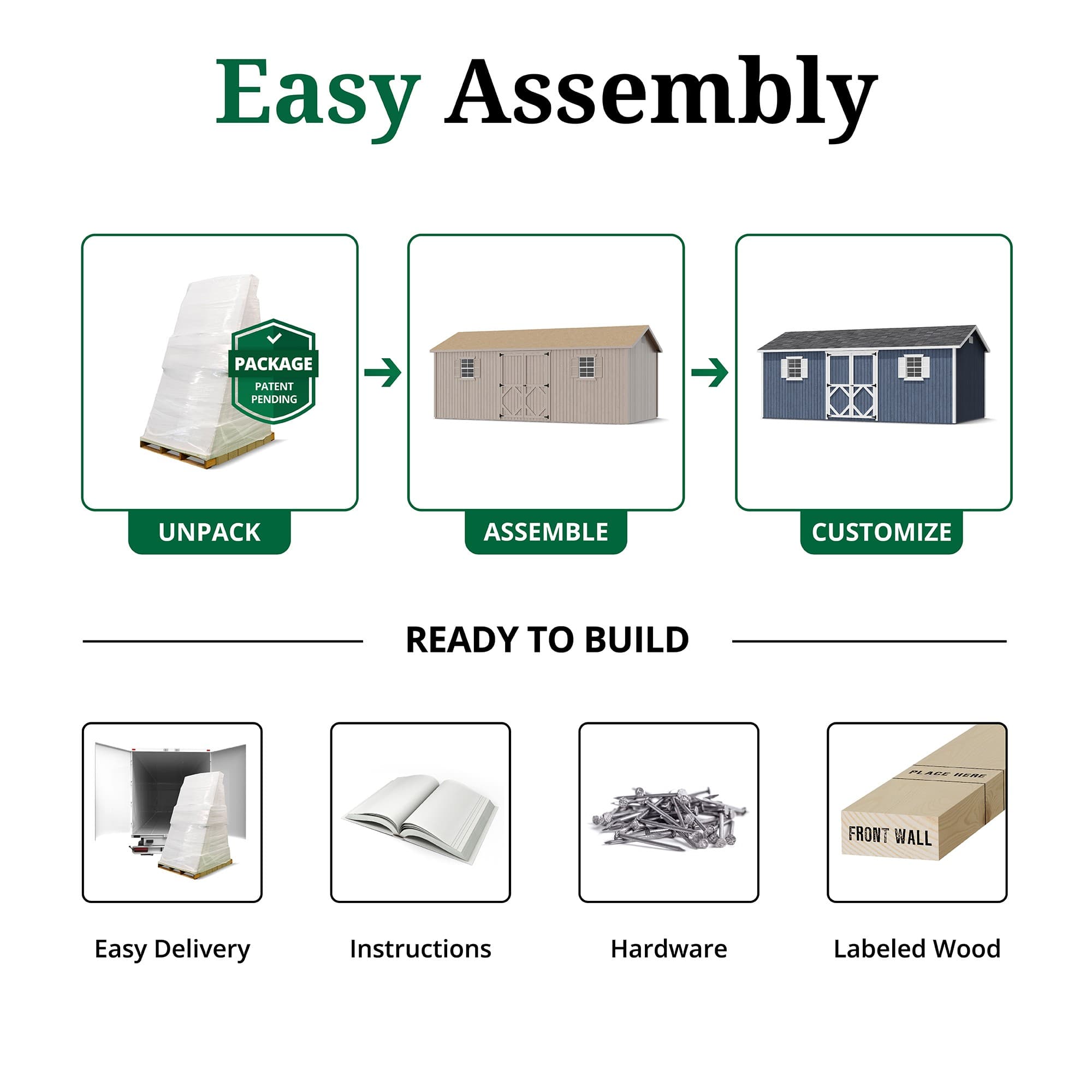 Classic Workshop Shed easy assembly graphic