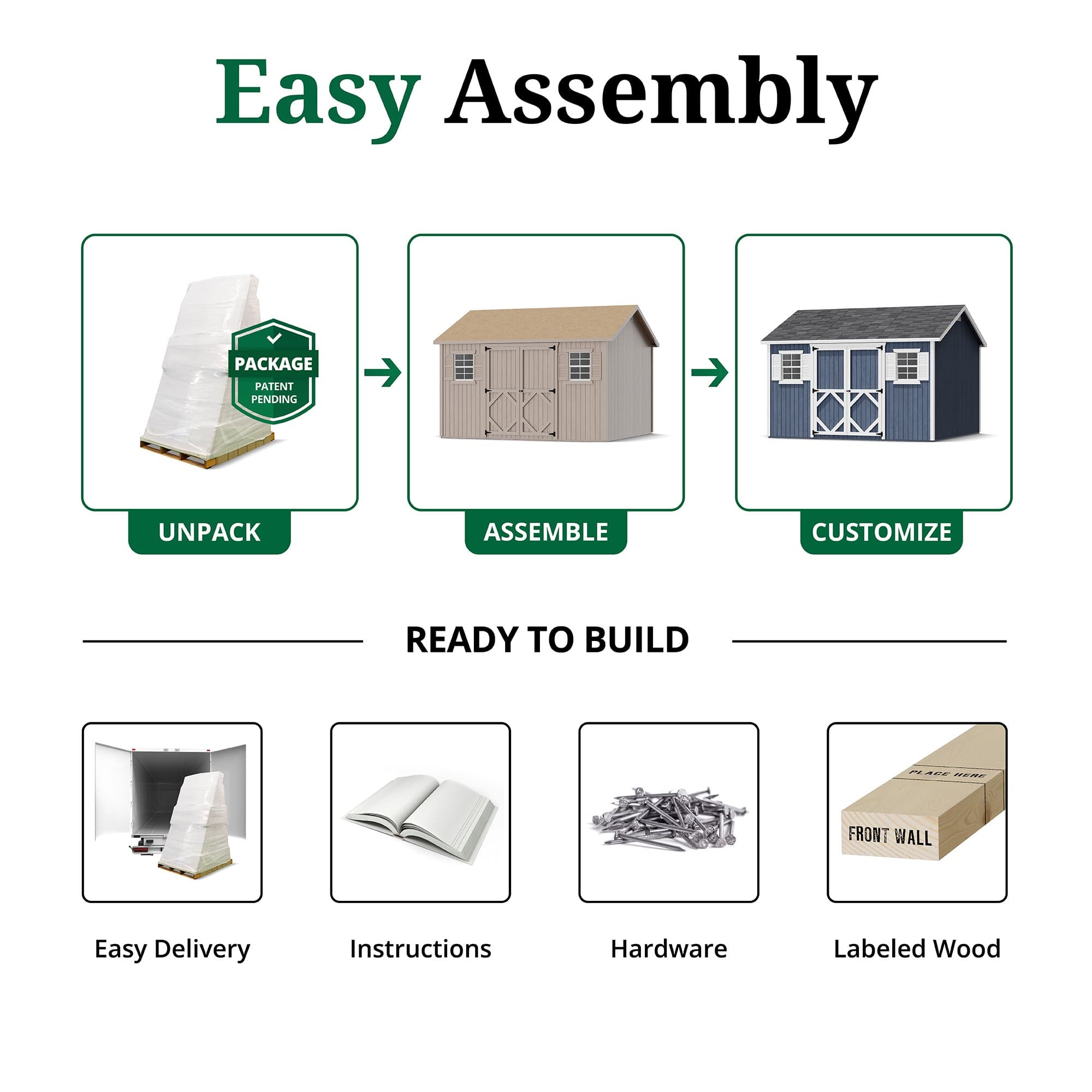 Classic Workshop Shed easy assembly graphic