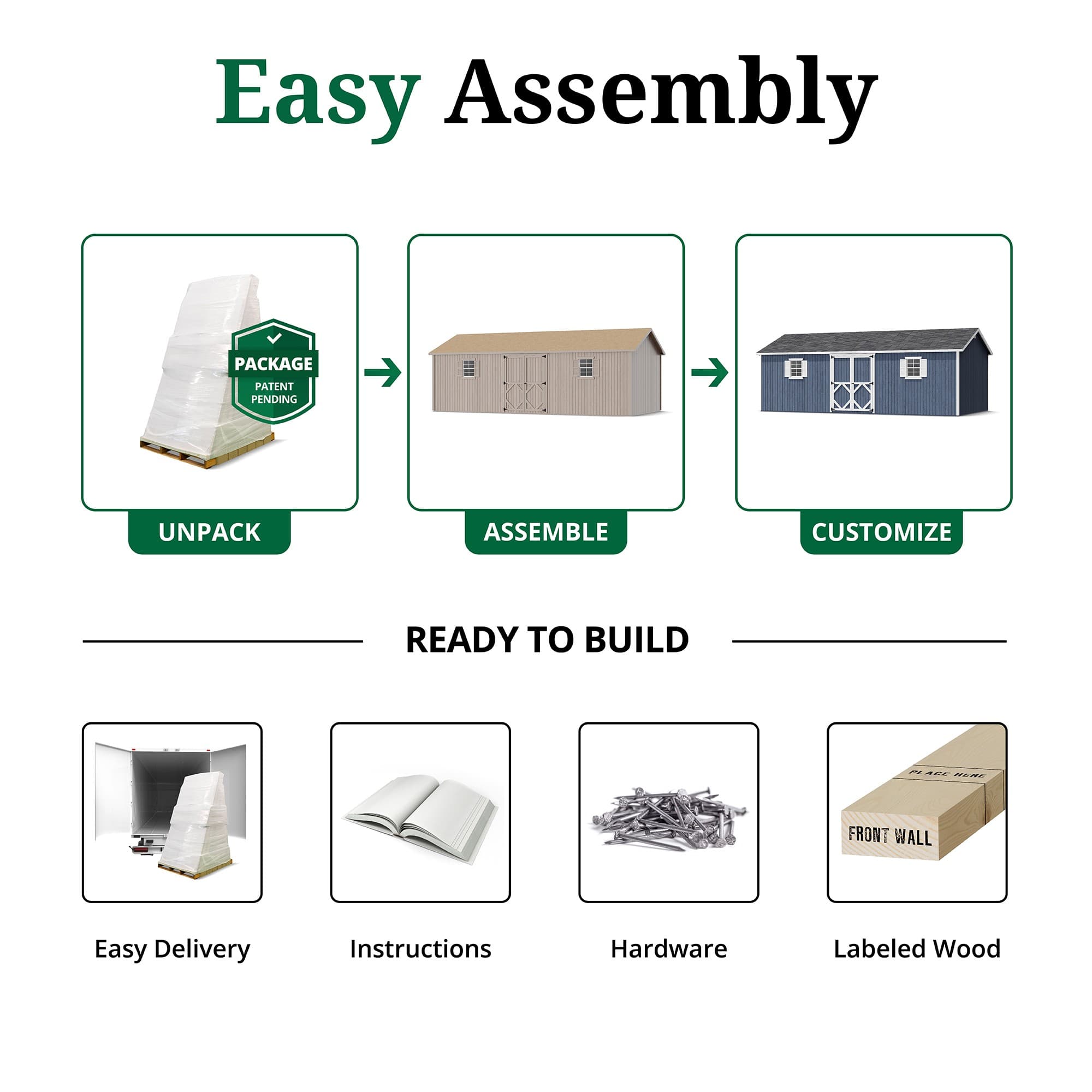 Classic Workshop Shed easy assembly graphic