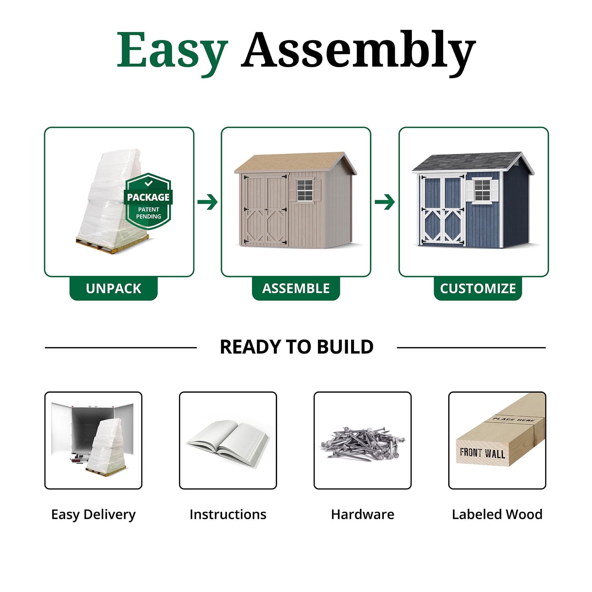 Classic Workshop Shed easy assembly graphic