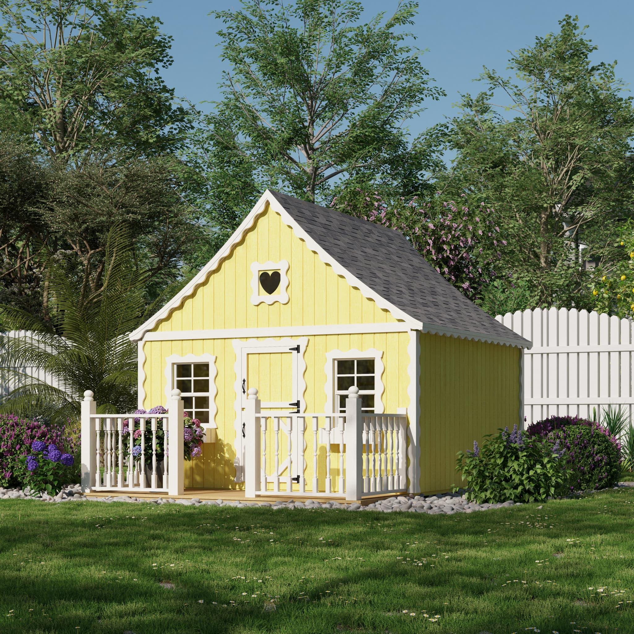 Gingerbread Cottage Playhouse lifestyle