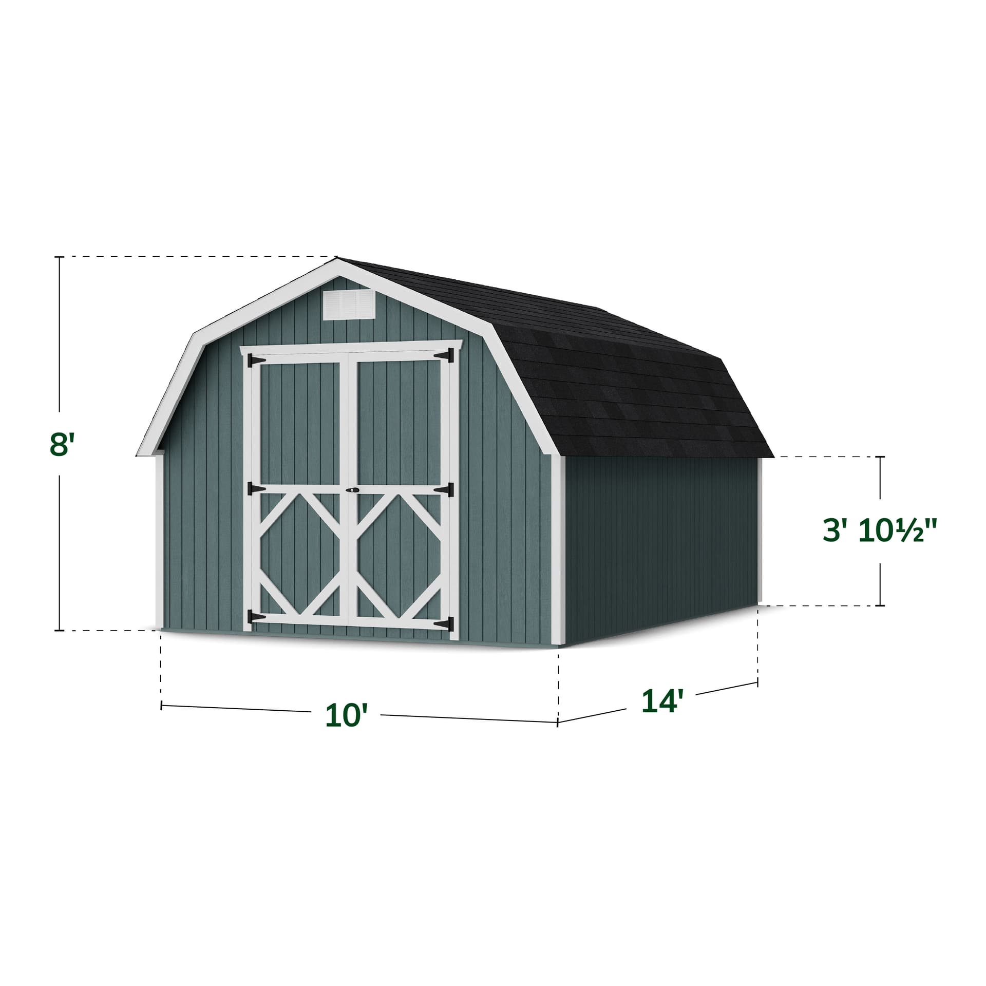 Classic Gambrel 4' Barn Shed dimensions