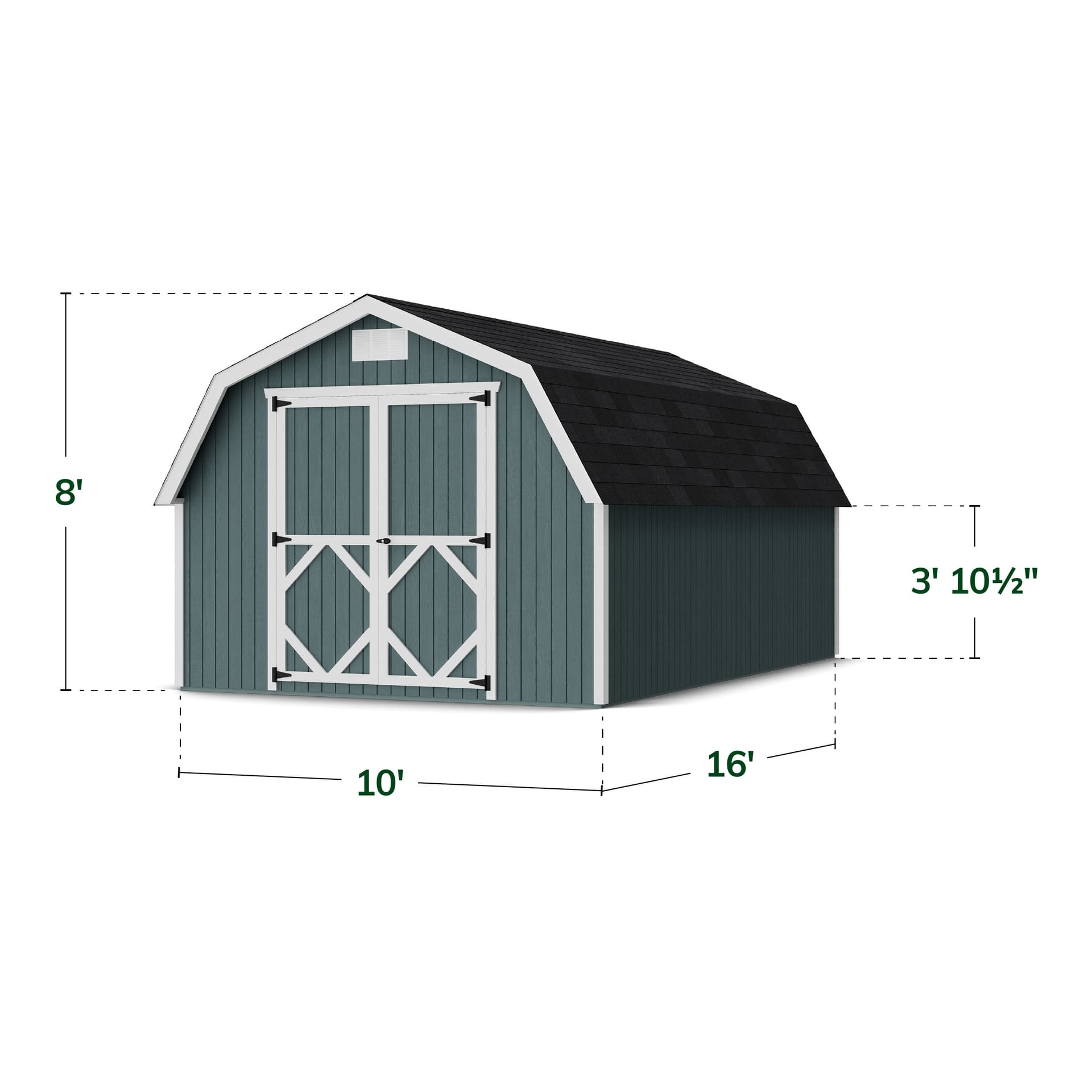 Classic Gambrel 4' Barn Shed dimensions