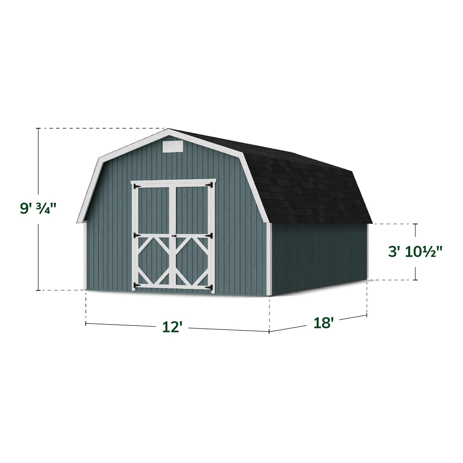 Classic Gambrel 4' Barn Shed dimensions