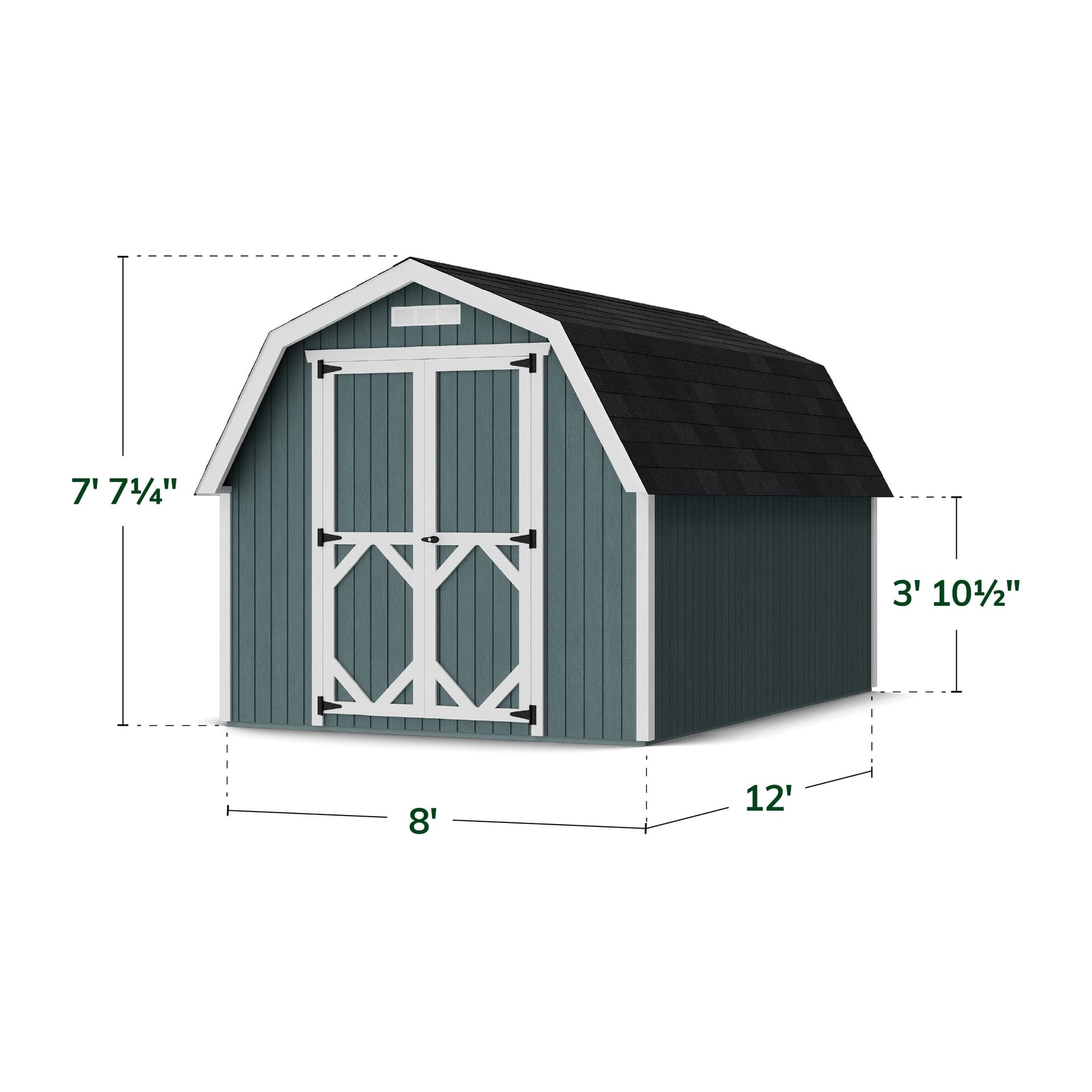 Classic Gambrel 4' Barn Shed dimensions