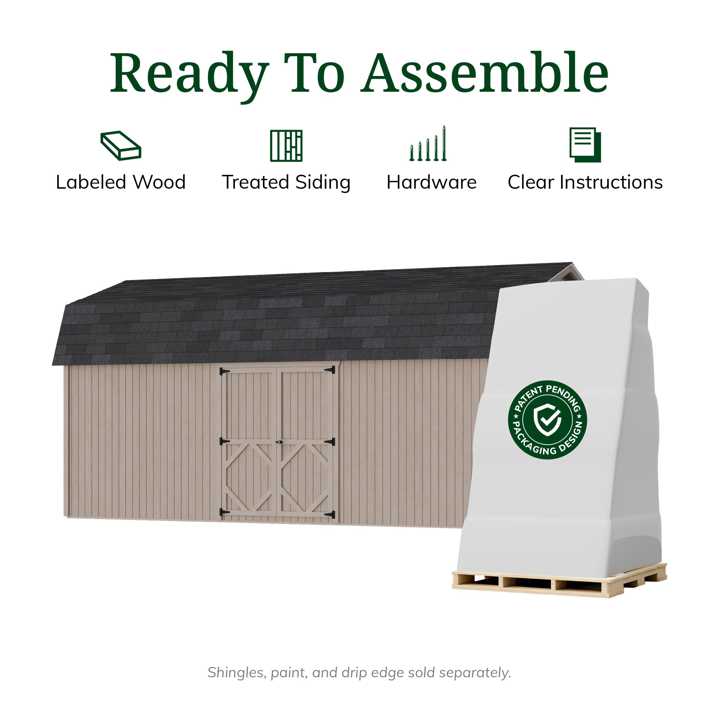 Classic Gambrel 6' Barn Shed with Side Entry