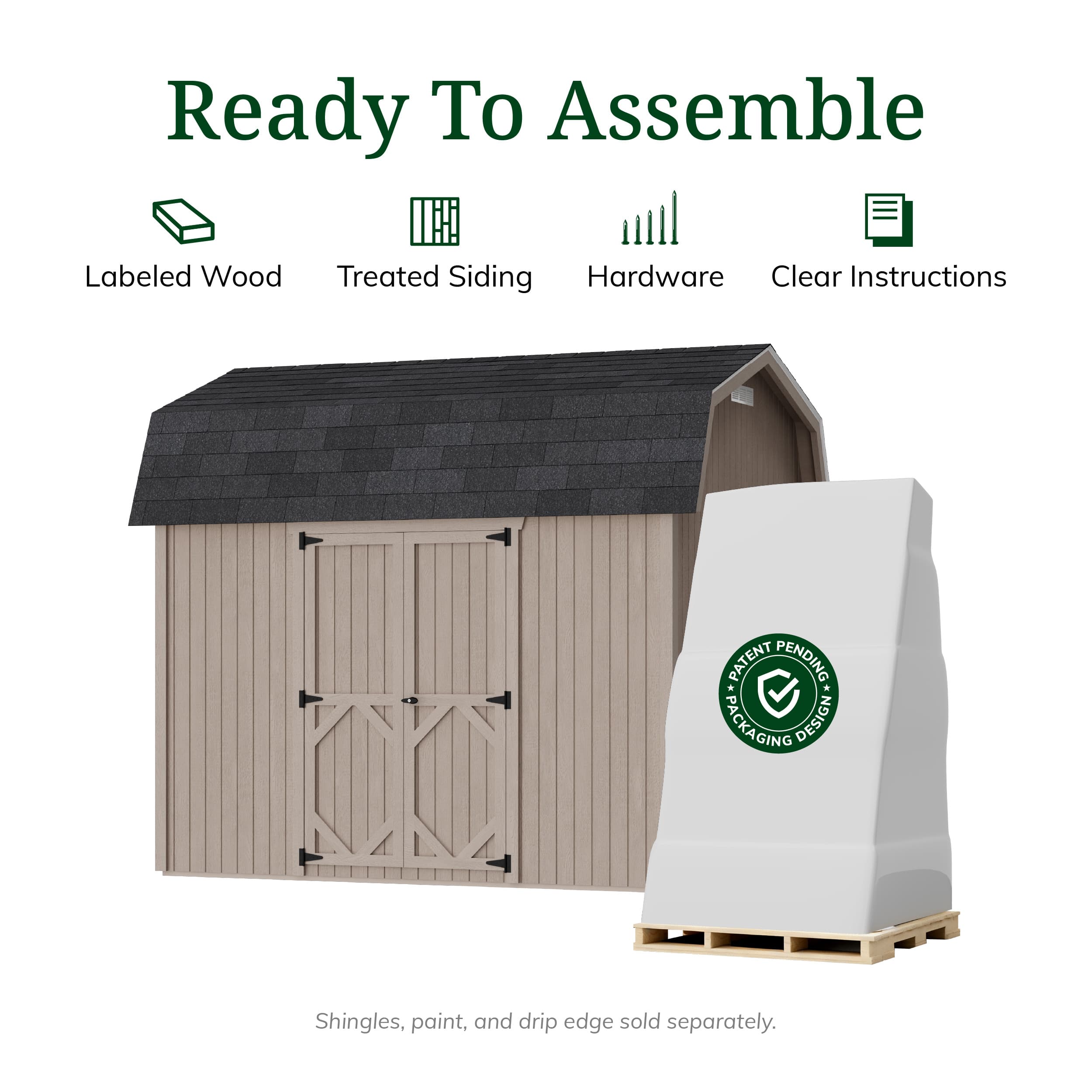 Classic Gambrel 6' Barn Shed with Side Entry