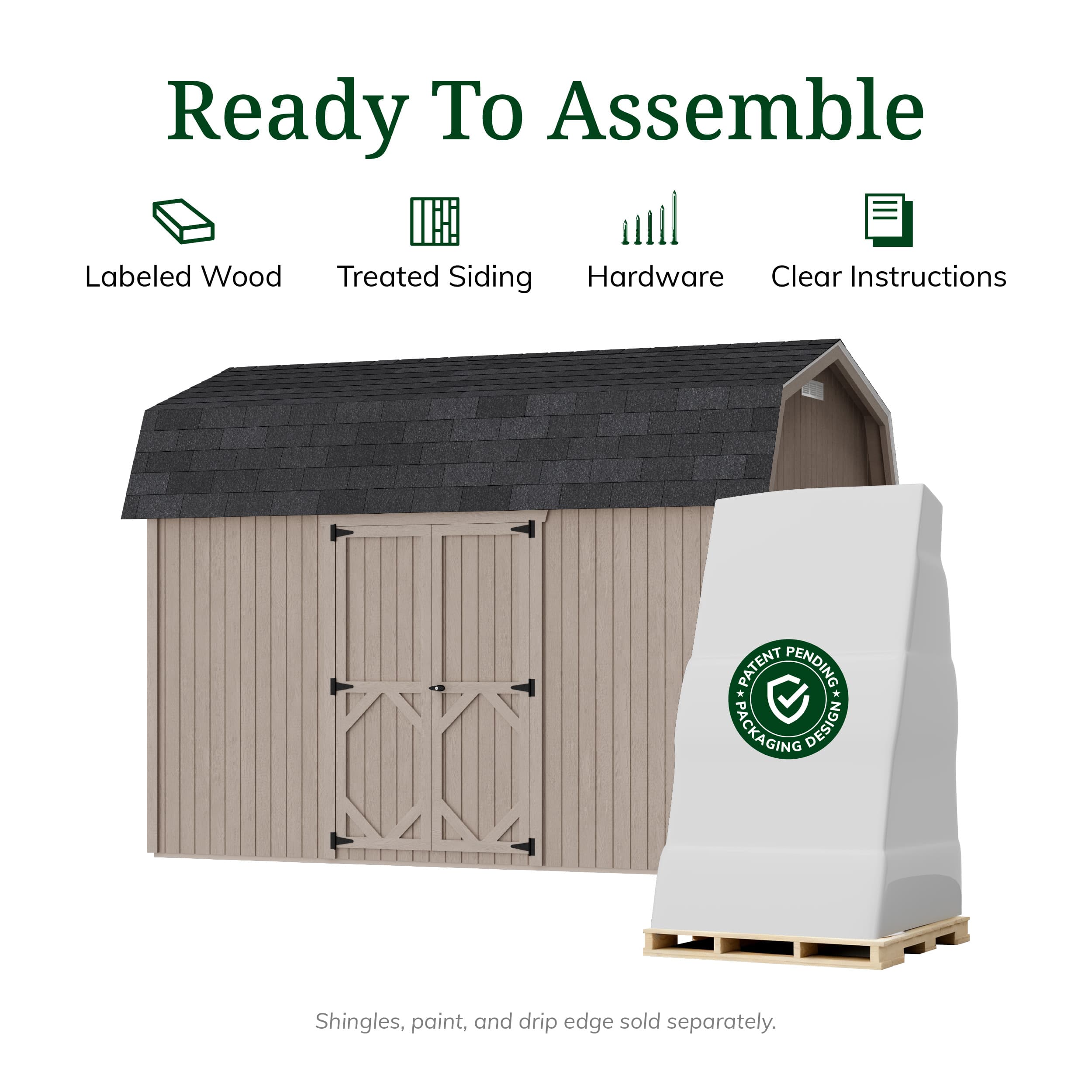 Classic Gambrel 6' Barn Shed with Side Entry