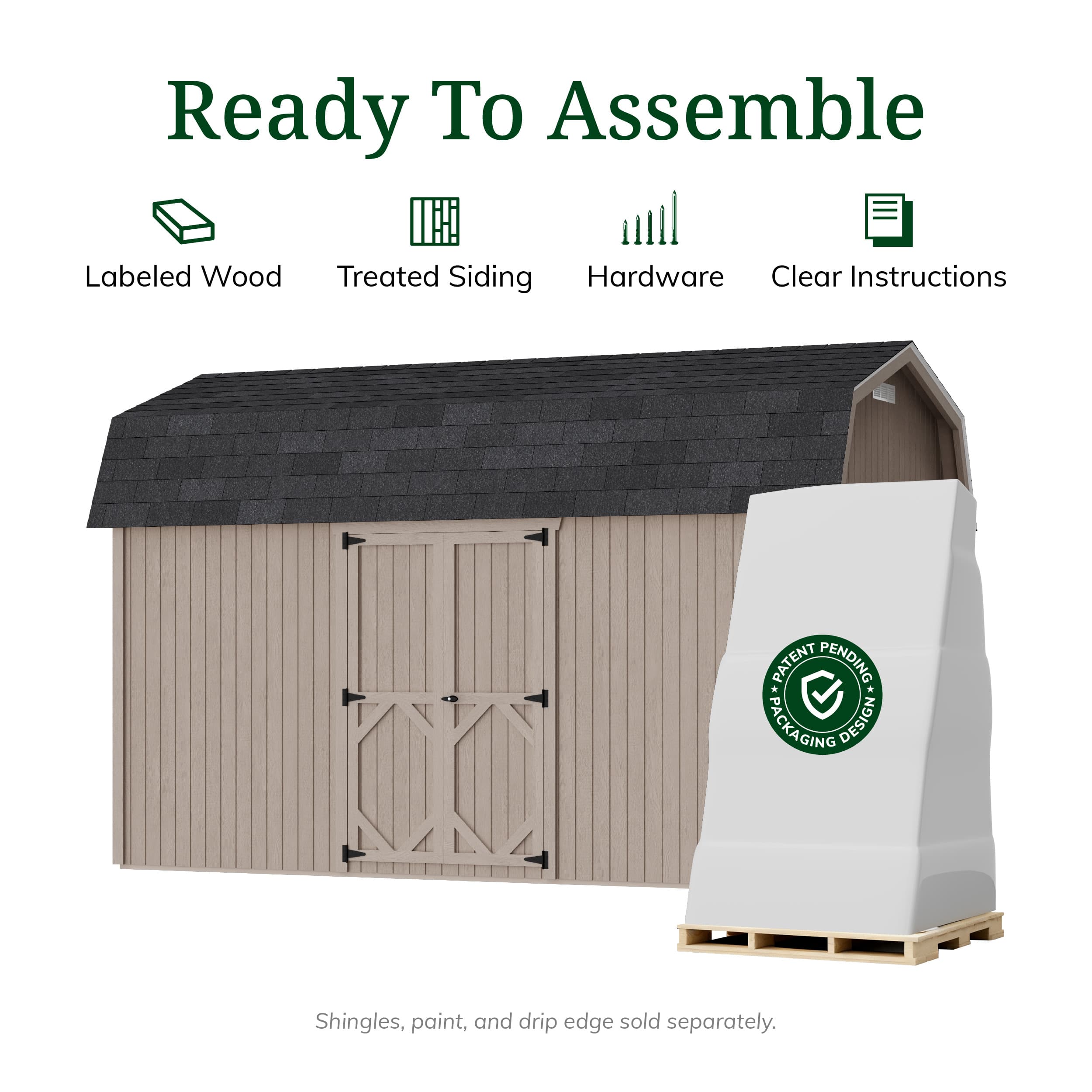 Classic Gambrel 6' Barn Shed with Side Entry