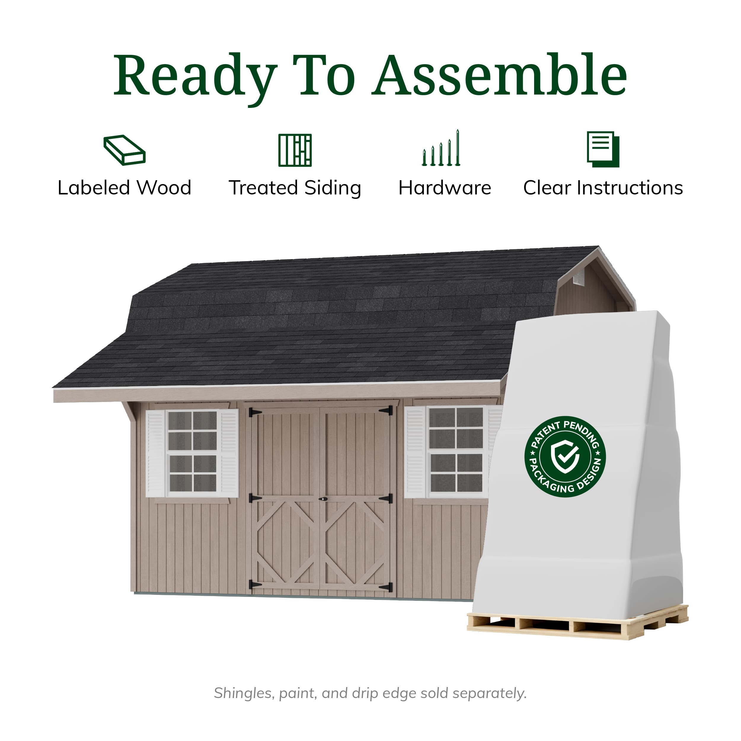 Classic Gambrel Barn Shed with Overhang