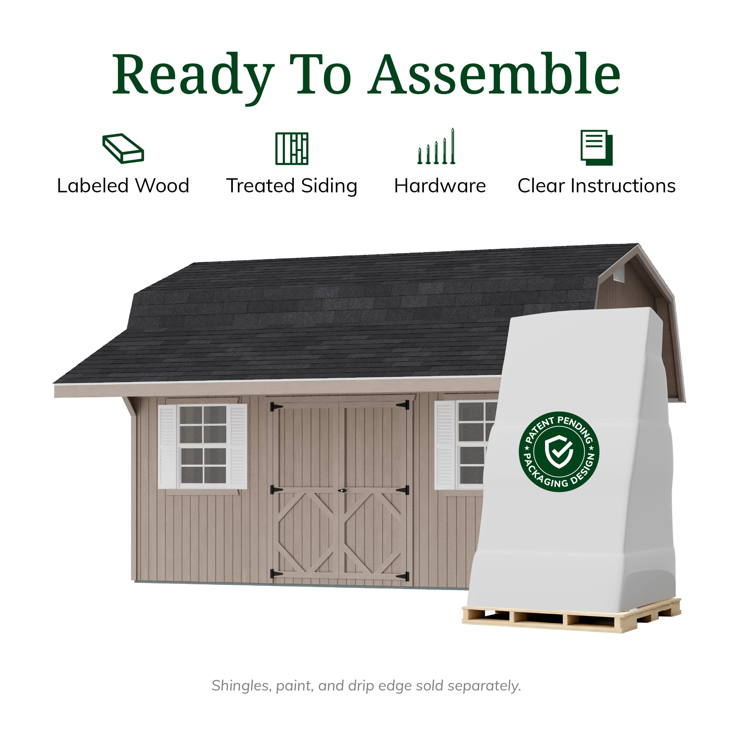 Classic Gambrel Barn Shed with Overhang