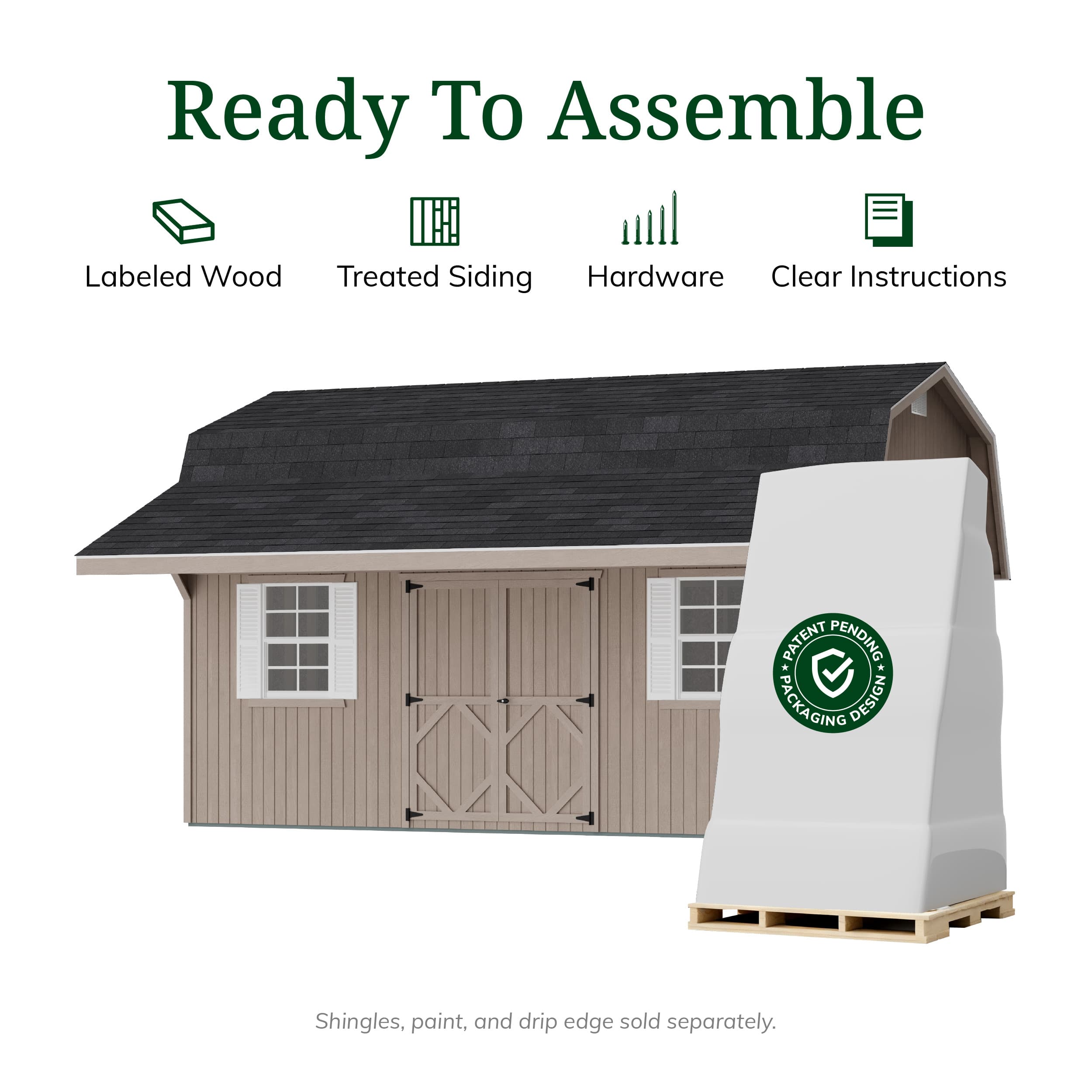 Classic Gambrel Barn Shed with Overhang