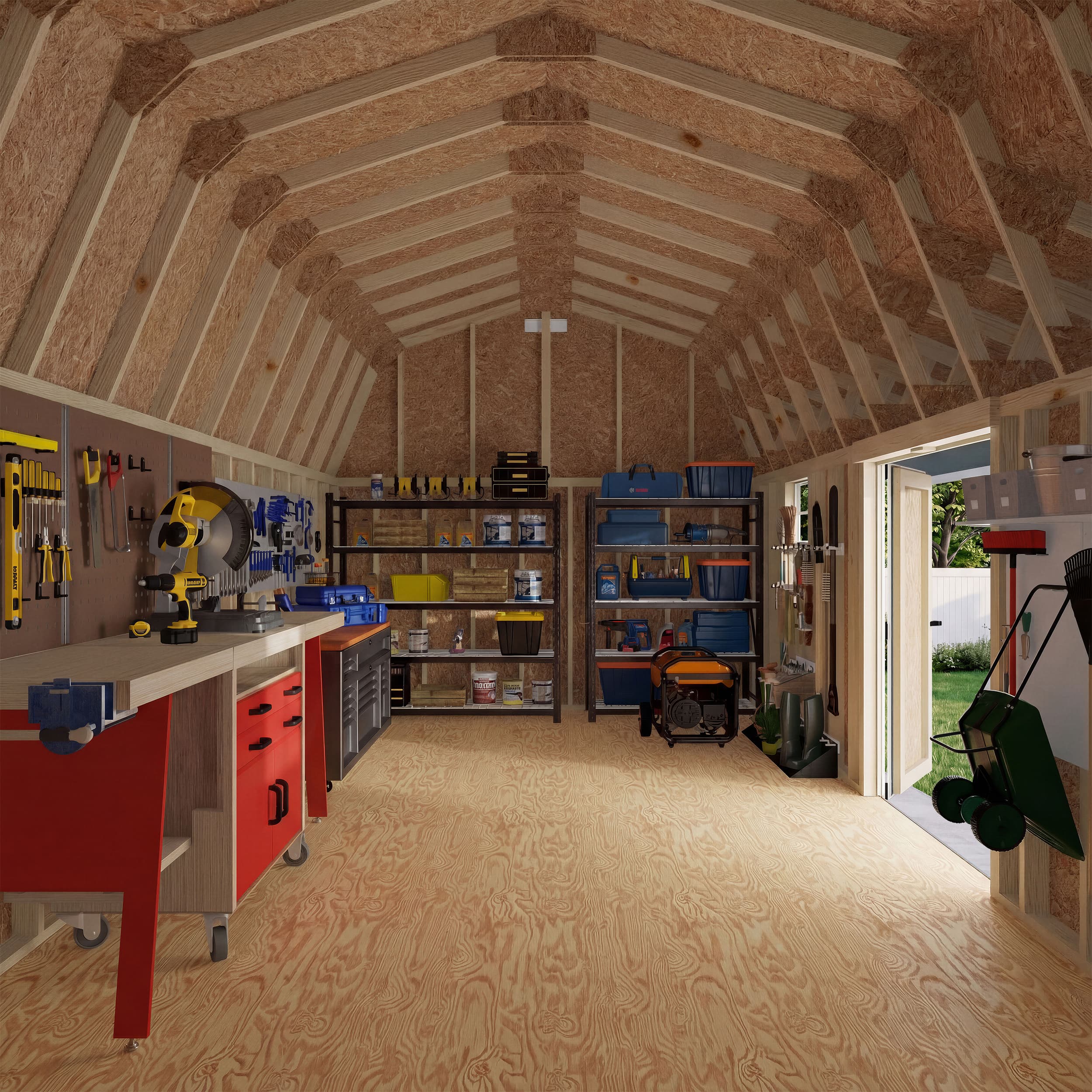 Classic Gambrel Barn Shed with Overhang