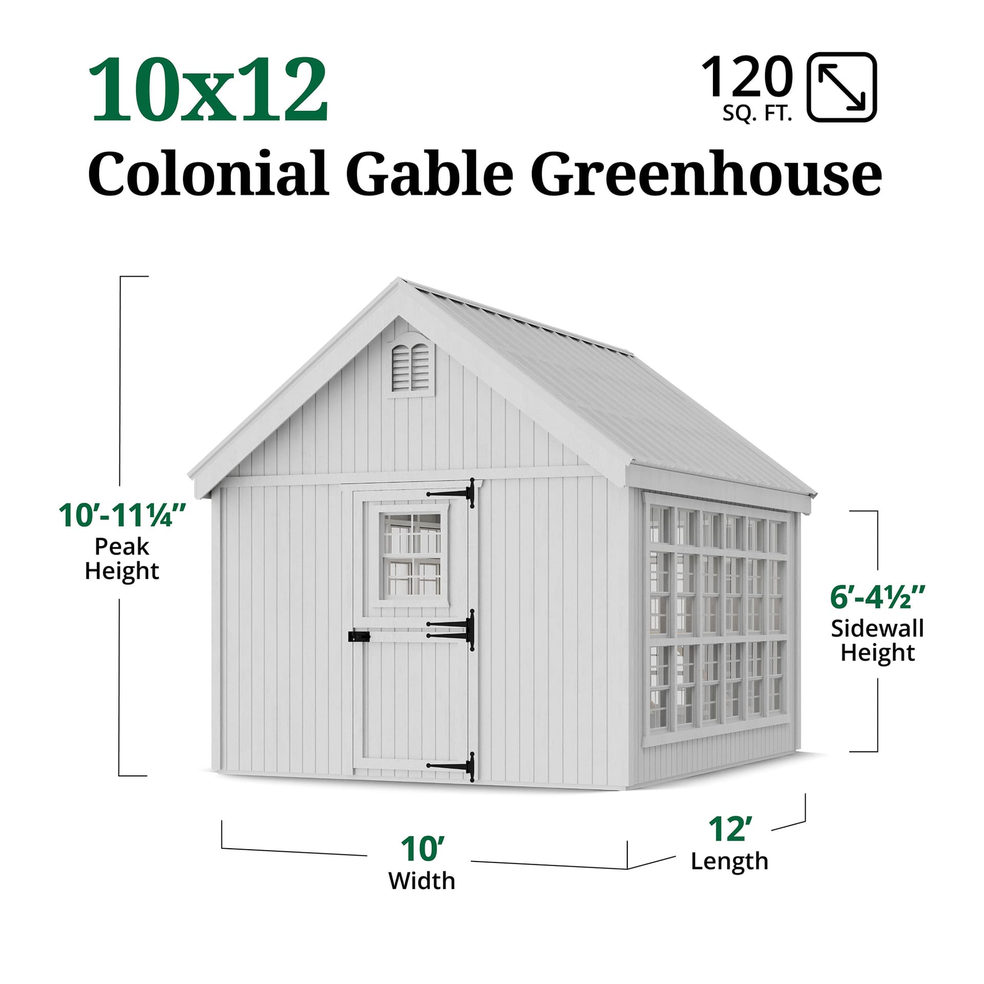 Colonial Gable Greenhouse dimensions
