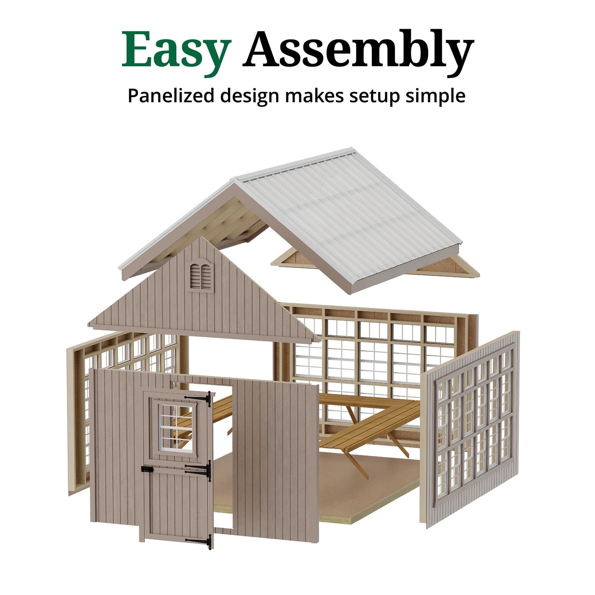 Colonial Gable Greenhouse easy assembly graphic