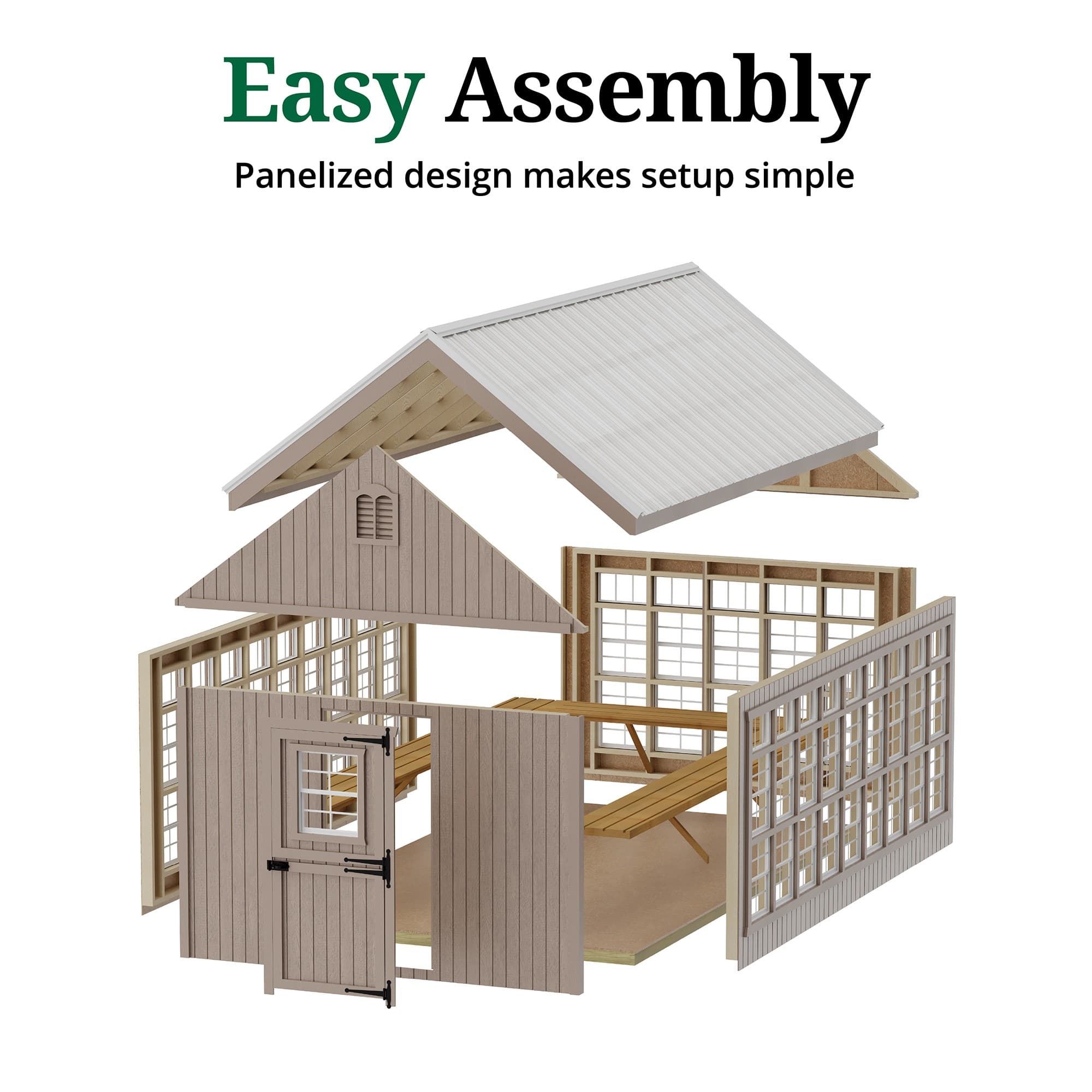 Colonial Gable Greenhouse easy assembly graphic