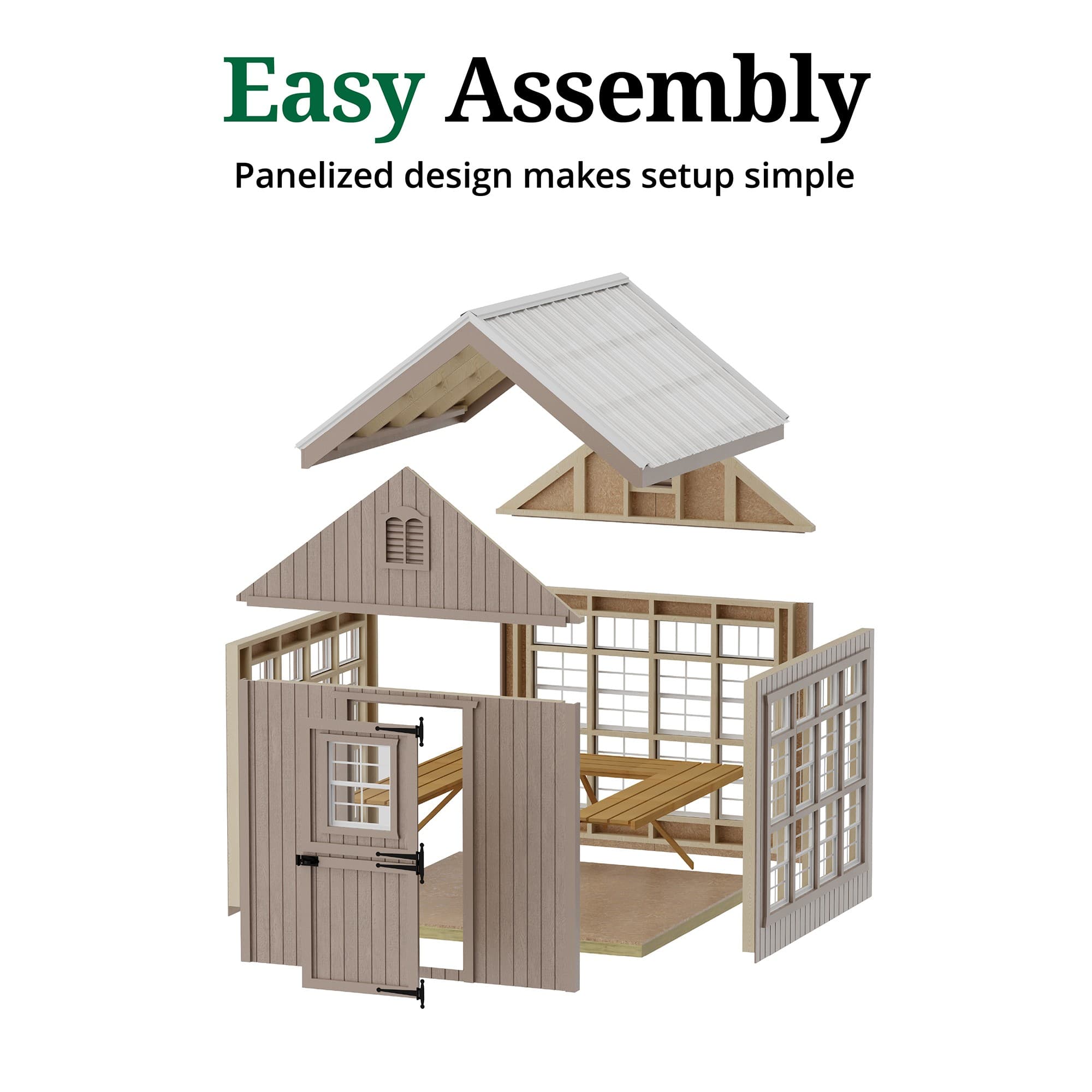 Colonial Gable Greenhouse easy assembly graphic