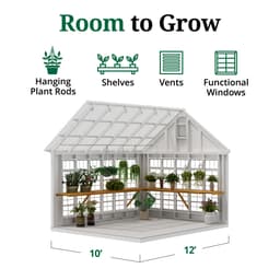 Colonial Gable Greenhouse interior graphic
