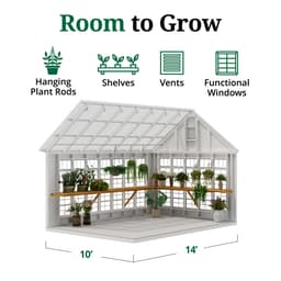 Colonial Gable Greenhouse interior graphic