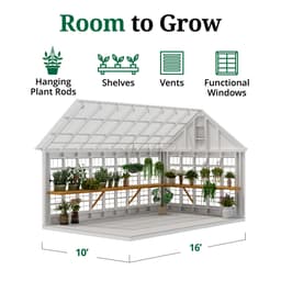 Colonial Gable Greenhouse interior graphic